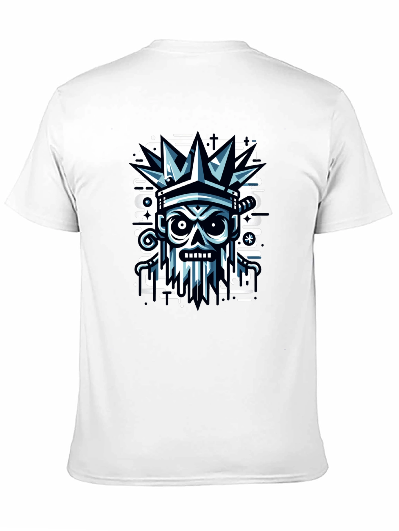 Edgy Skull Crown Graphic Tee - Black