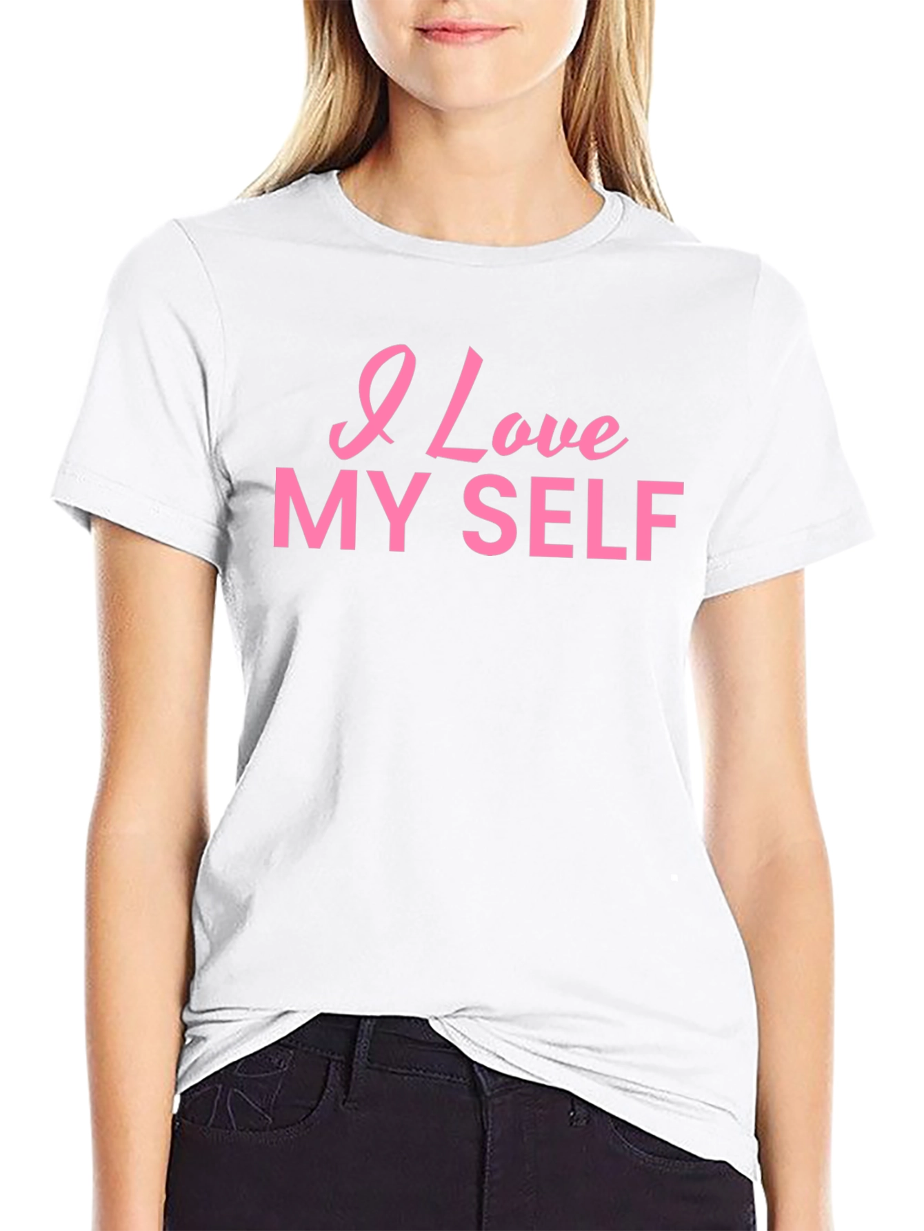 I Love Myself Black Cotton T-Shirt