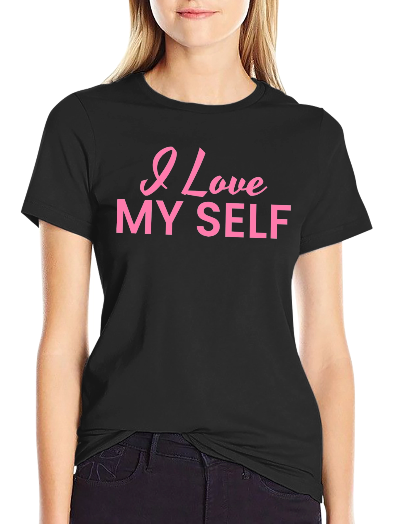 I Love Myself Black Cotton T-Shirt