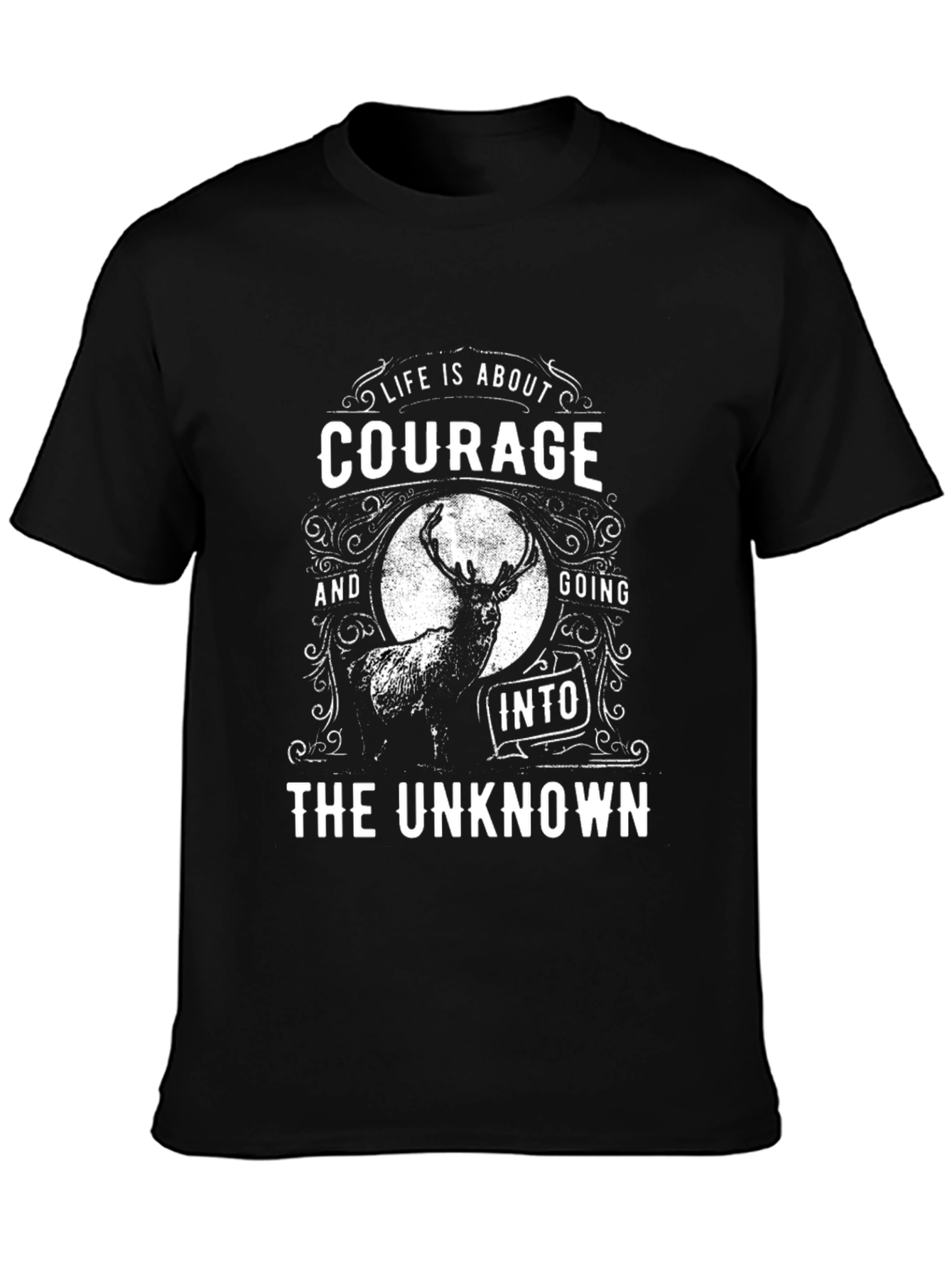Courage Into The Unknown Black Graphic T-Shirt