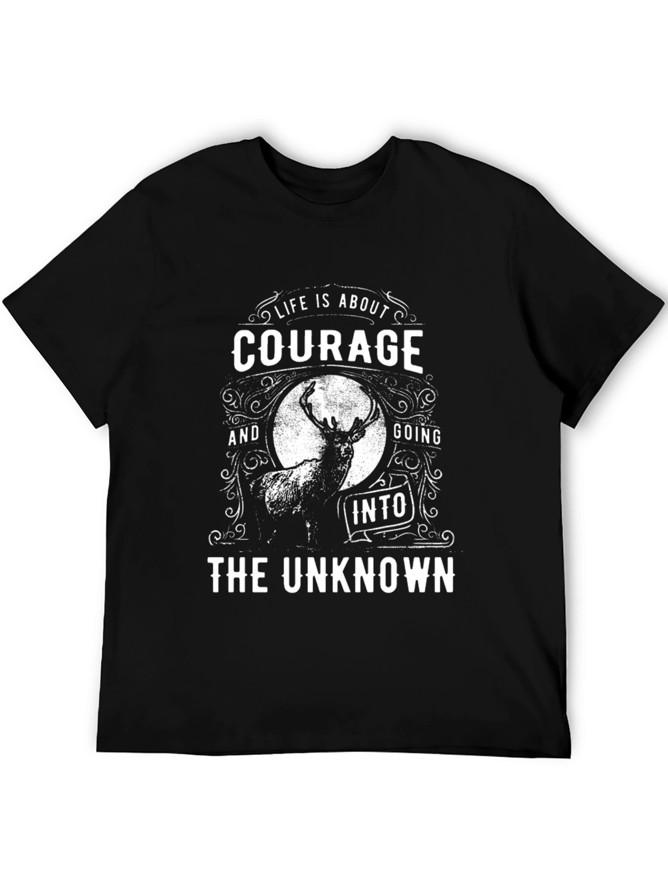 Courage Into The Unknown Black Graphic T-Shirt