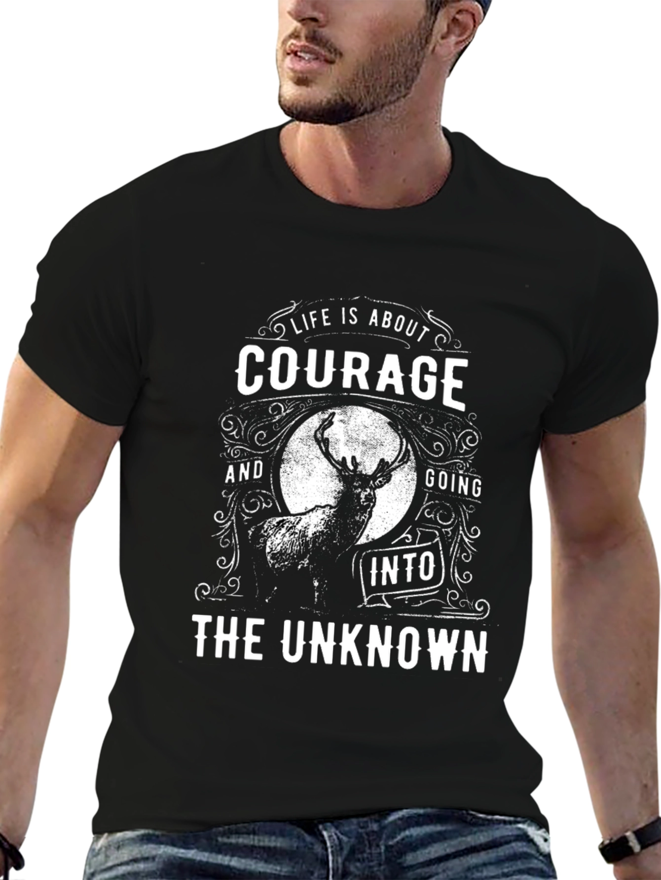 Courage Into The Unknown Black Graphic T-Shirt