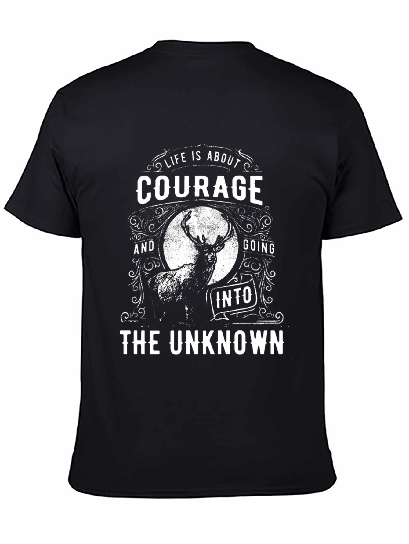 Courage Into The Unknown Black Graphic T-Shirt