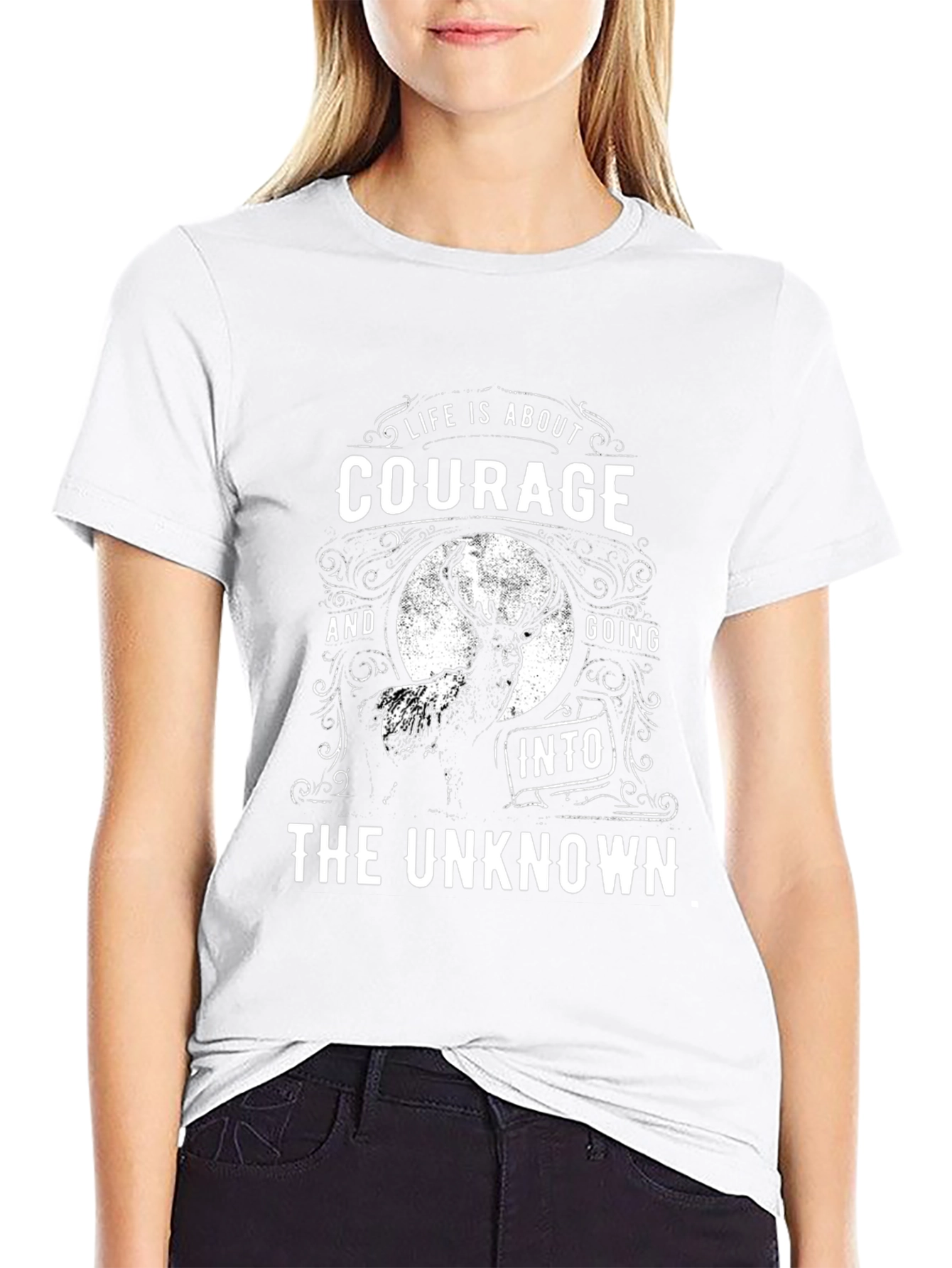 Courage Into The Unknown Black Graphic T-Shirt