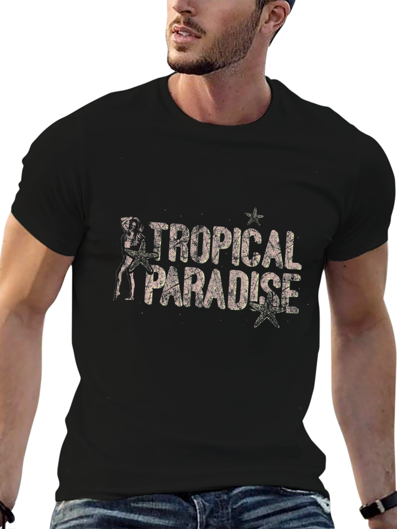 Tropical Paradise Black Graphic Tee