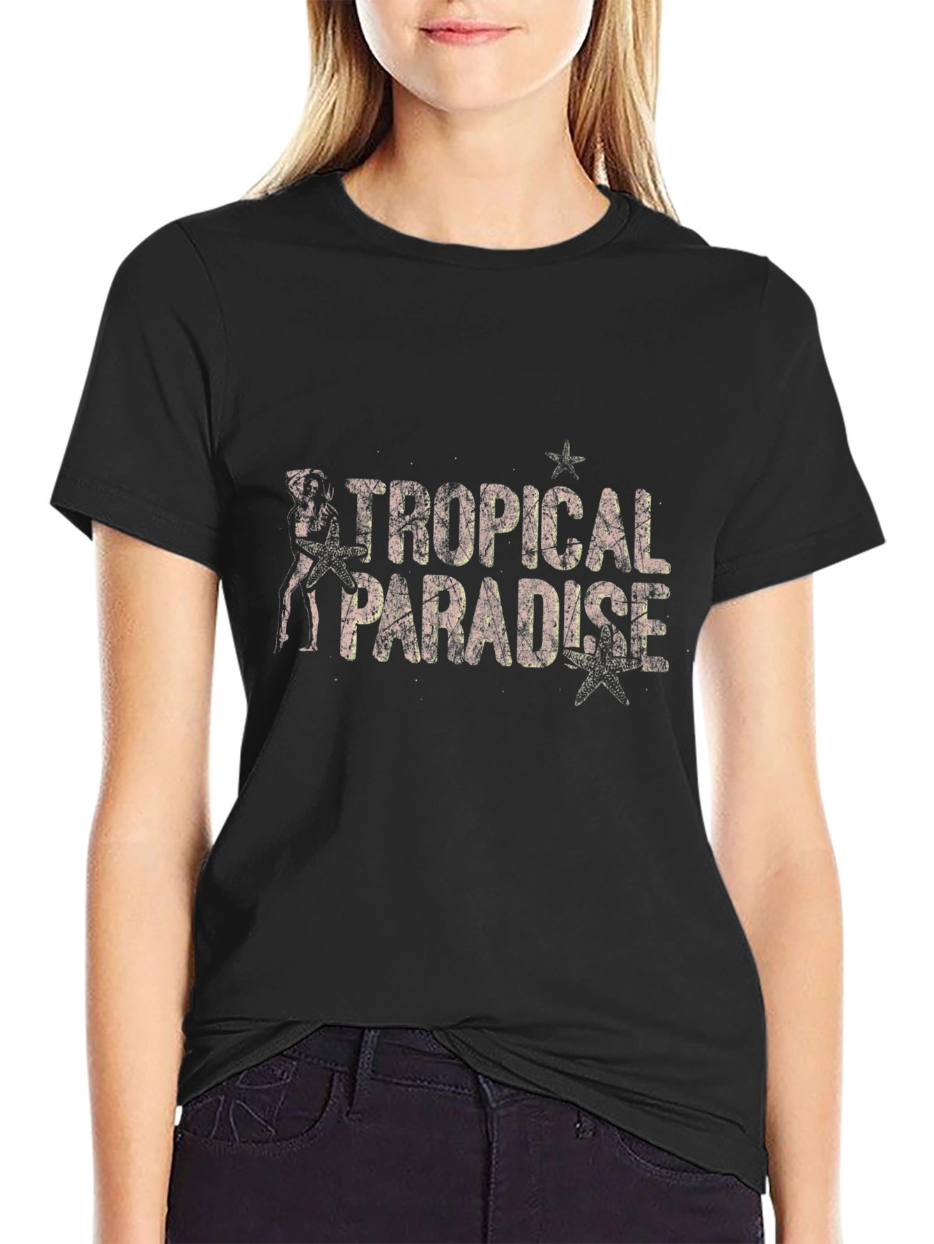 Tropical Paradise Black Graphic Tee