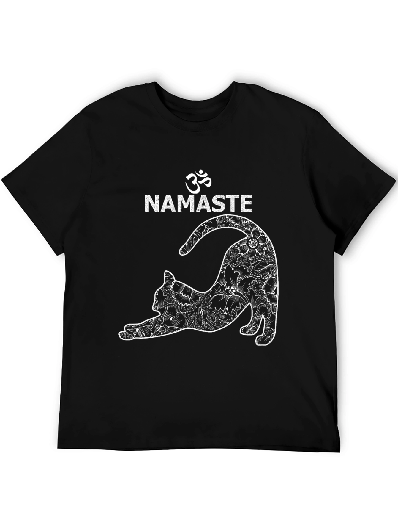 Namaste Yoga Cat Graphic Tee - Unisex Black T-Shirt