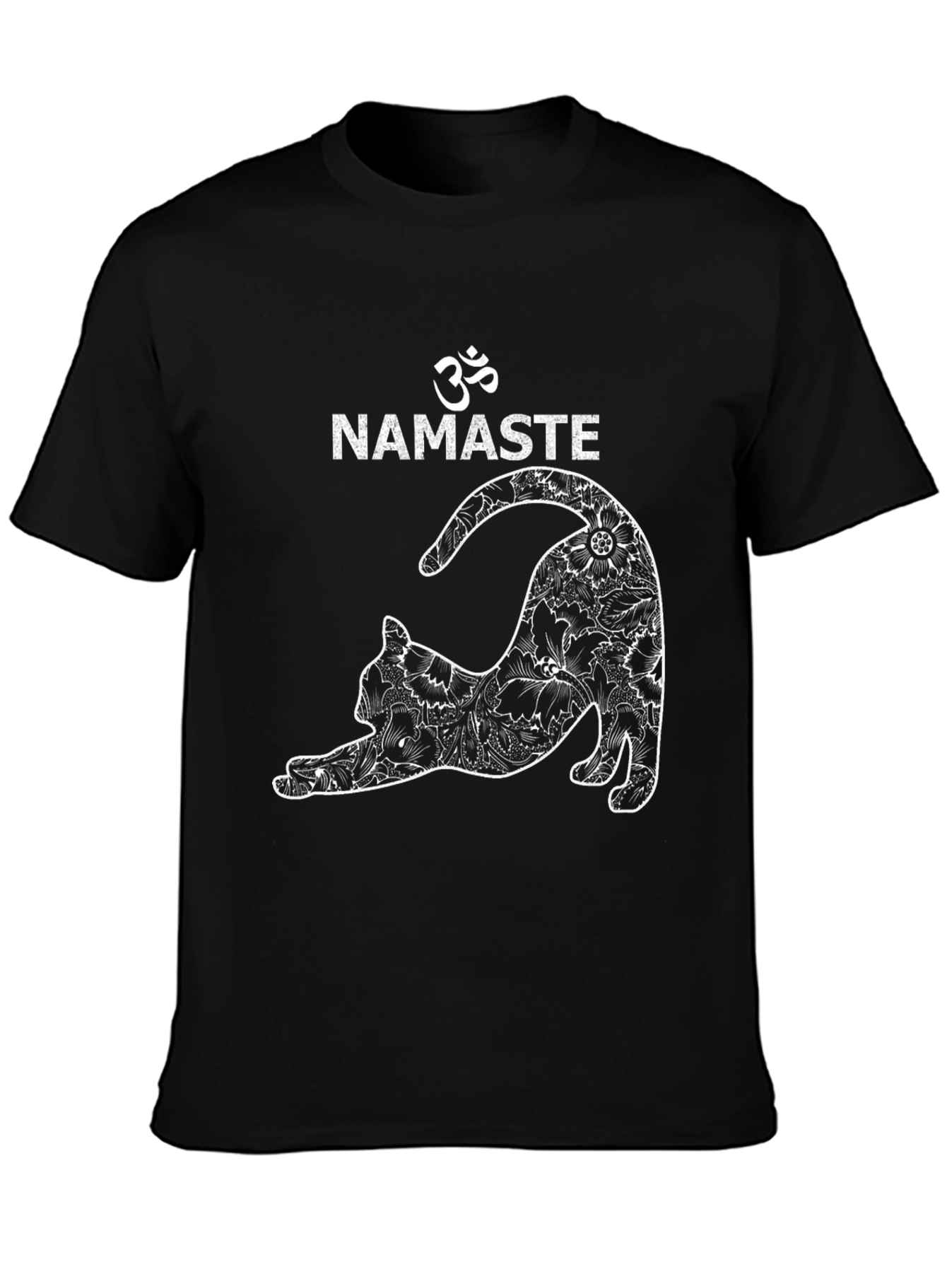 Namaste Yoga Cat Graphic Tee - Unisex Black T-Shirt