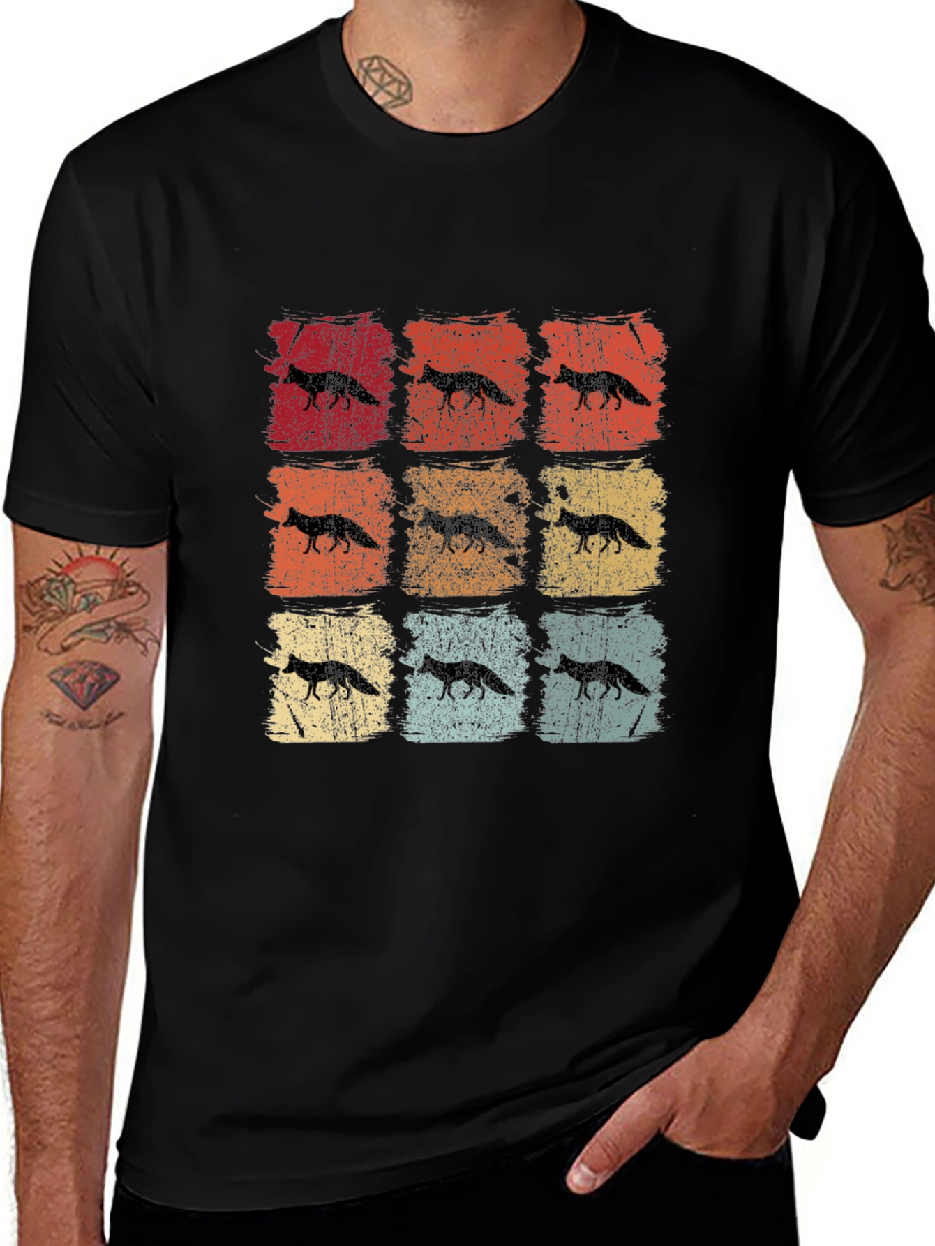 Retro Fox Graphic Tee - Distressed Design
