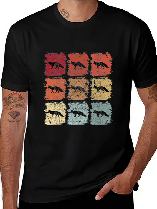 Retro Fox Graphic Tee - Distressed Design