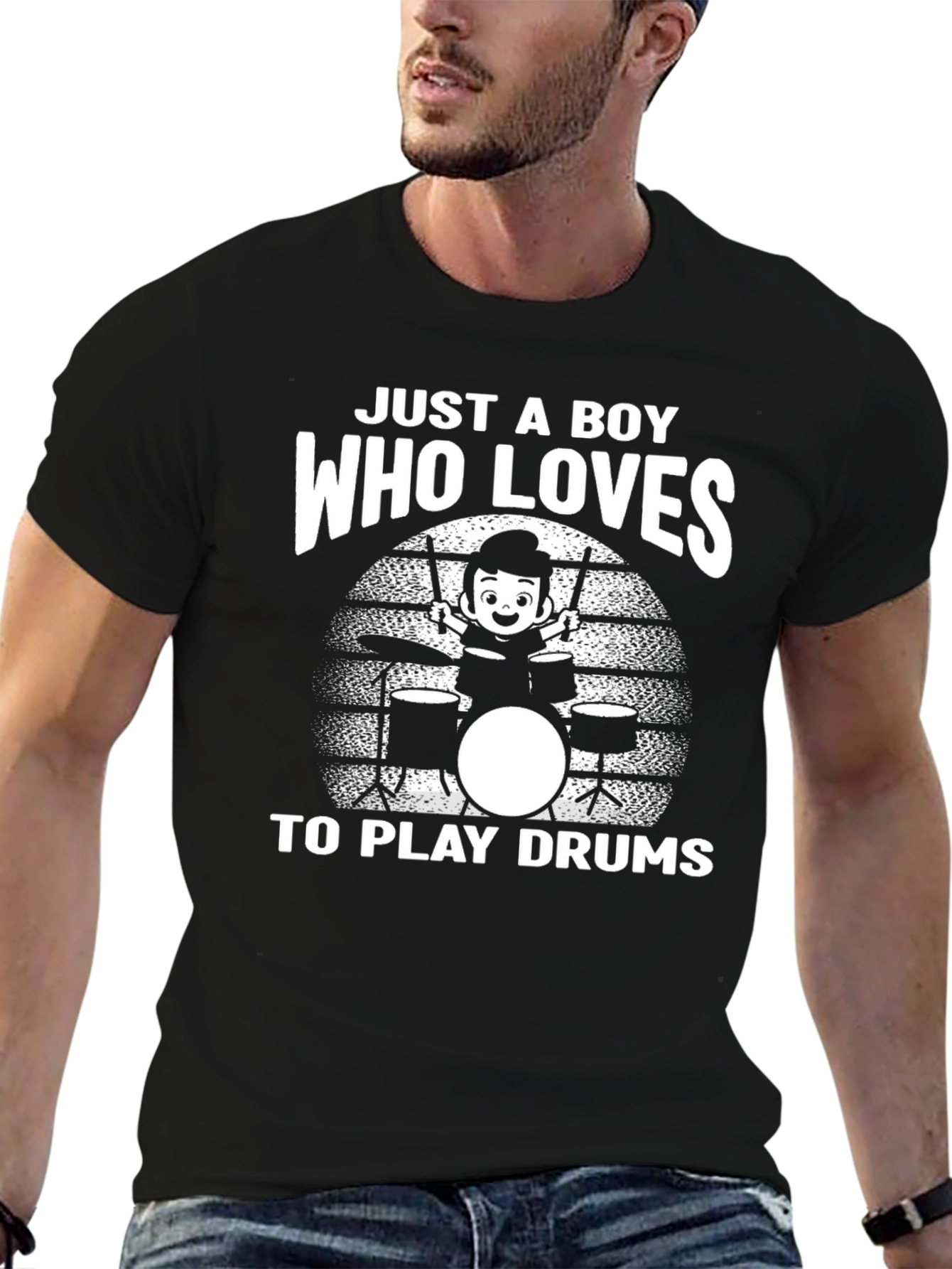 Boy Who Loves Drums T-Shirt - Musician Gift
