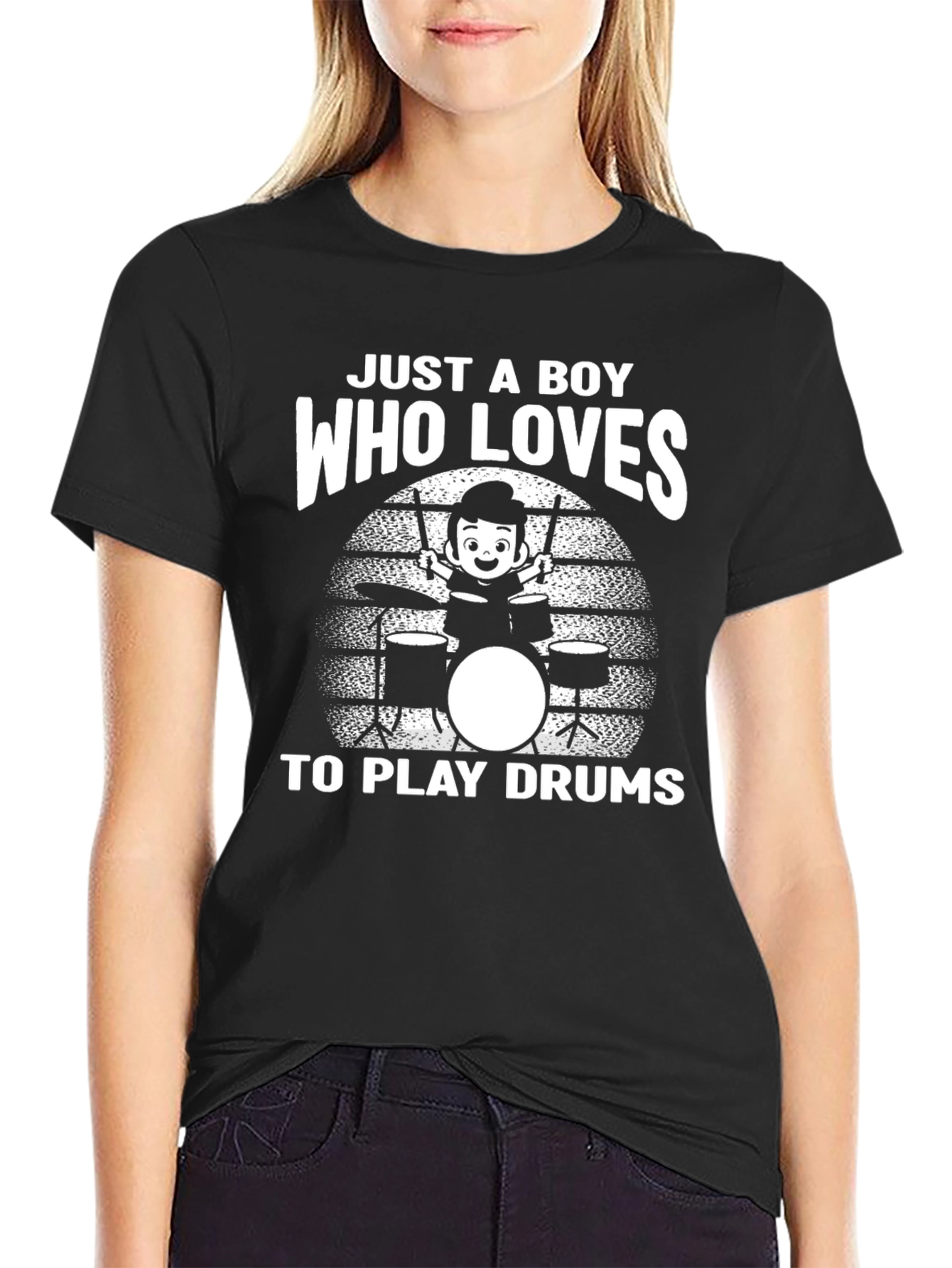 Boy Who Loves Drums T-Shirt - Musician Gift