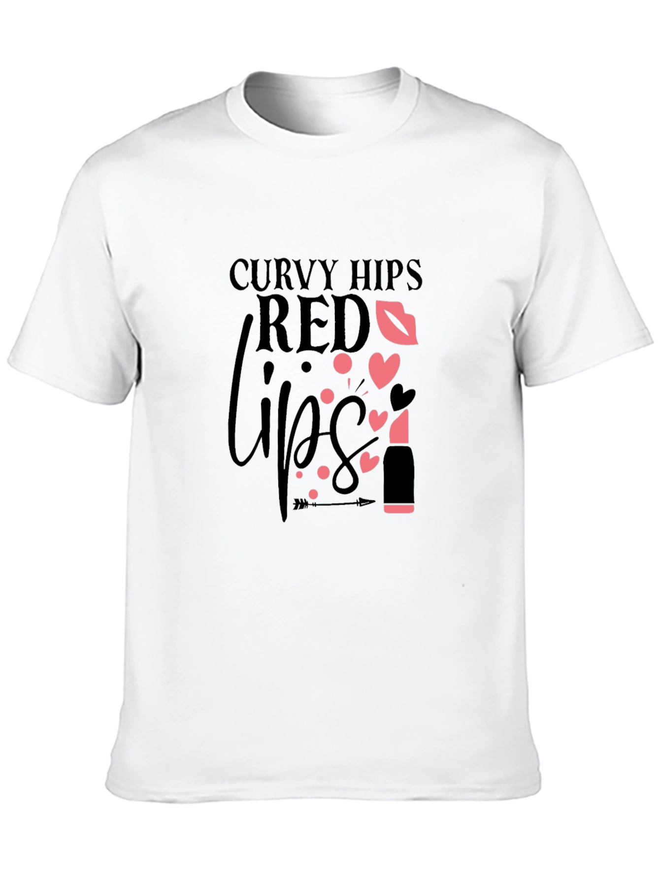 Curvy Hips Red Lips Black Graphic Tee