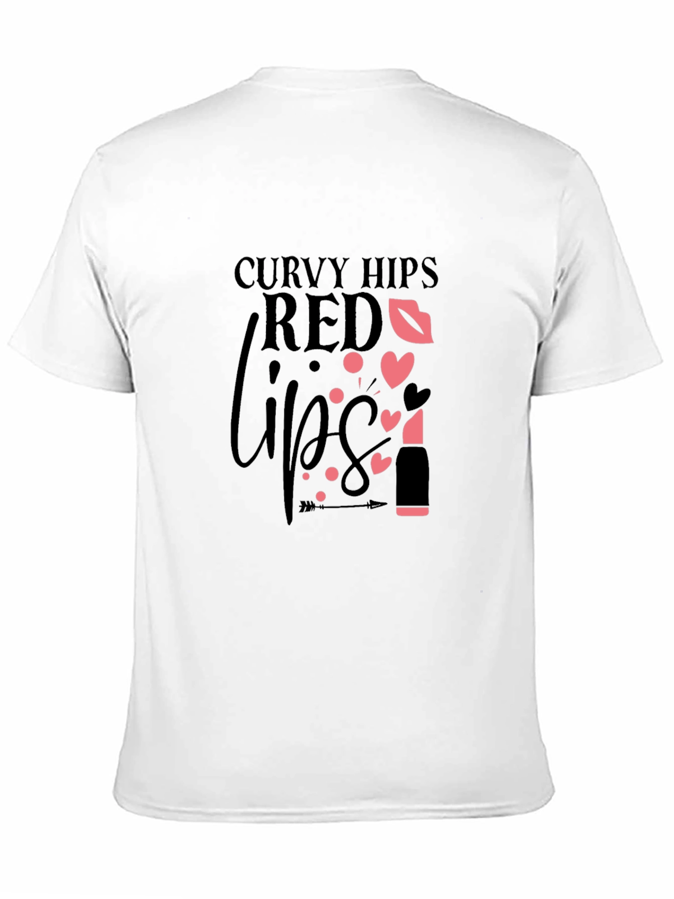 Curvy Hips Red Lips Black Graphic Tee