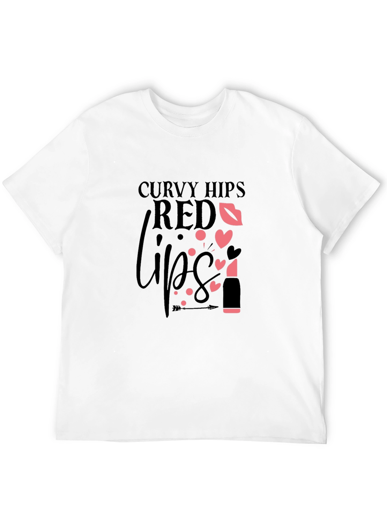 Curvy Hips Red Lips Black Graphic Tee