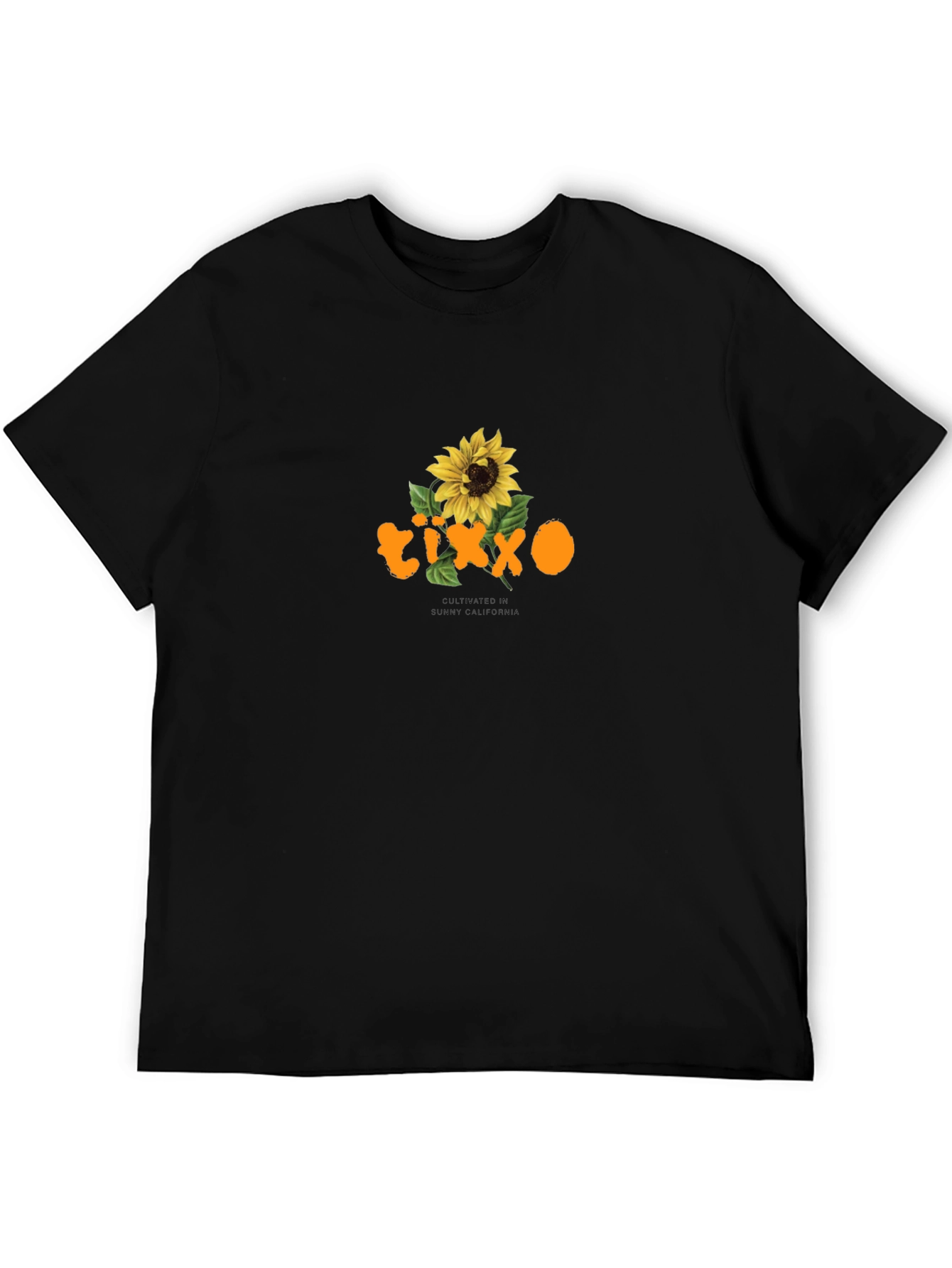 Black T-Shirt with Sunflower Graphic