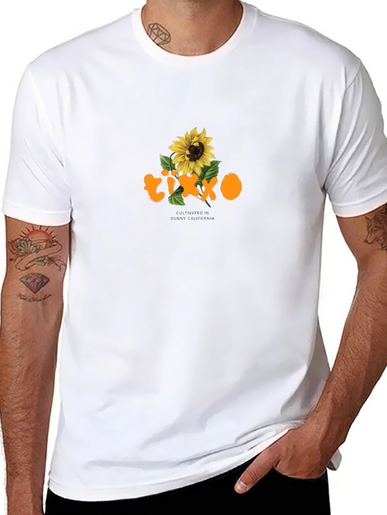 Black T-Shirt with Sunflower Graphic