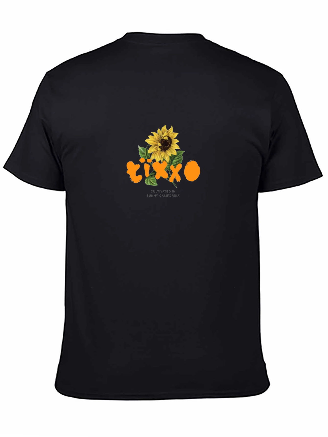 Black T-Shirt with Sunflower Graphic