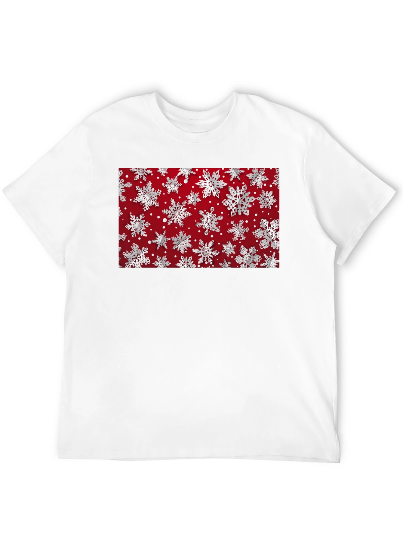 Festive Snowflake Pattern Black T-Shirt