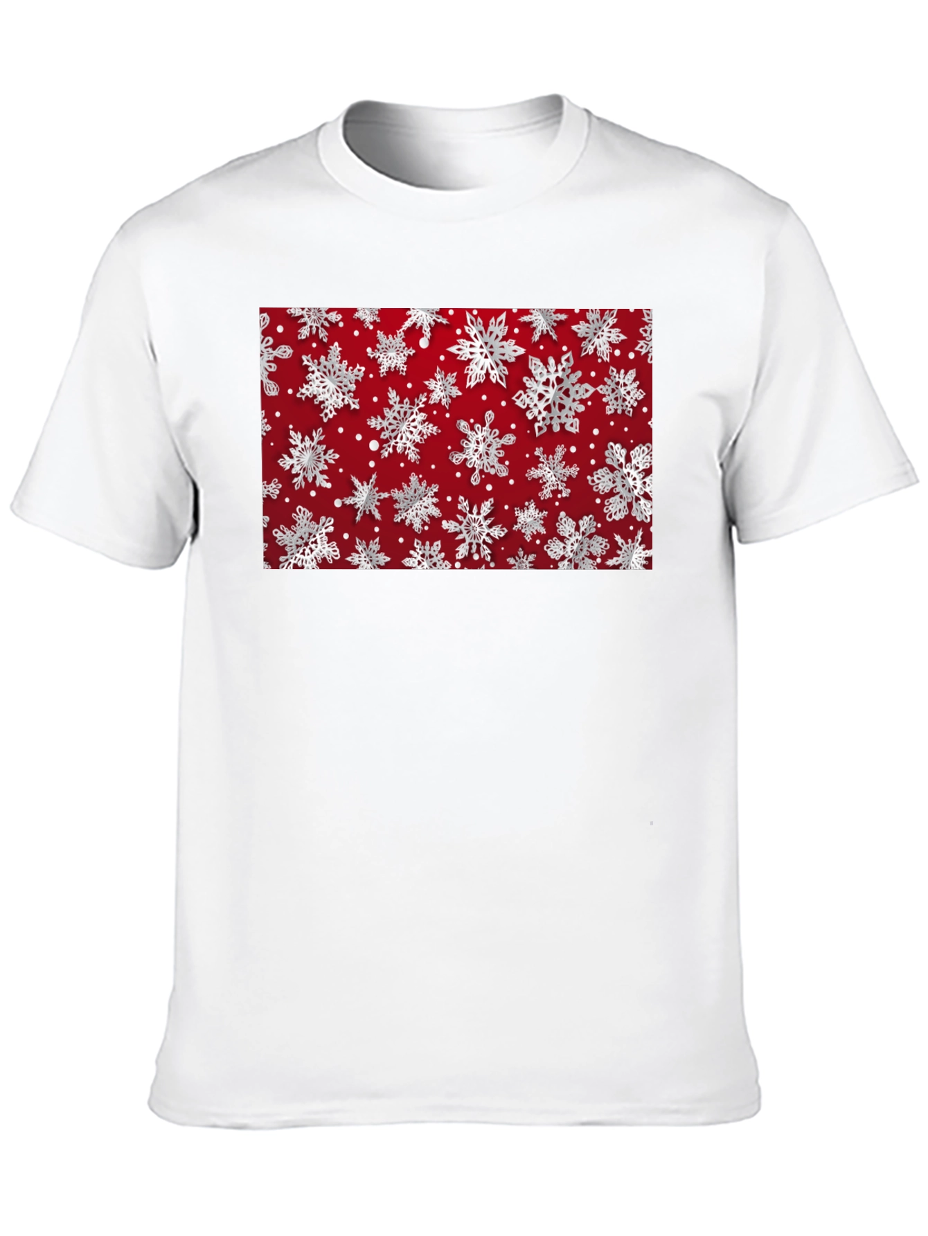 Festive Snowflake Pattern Black T-Shirt