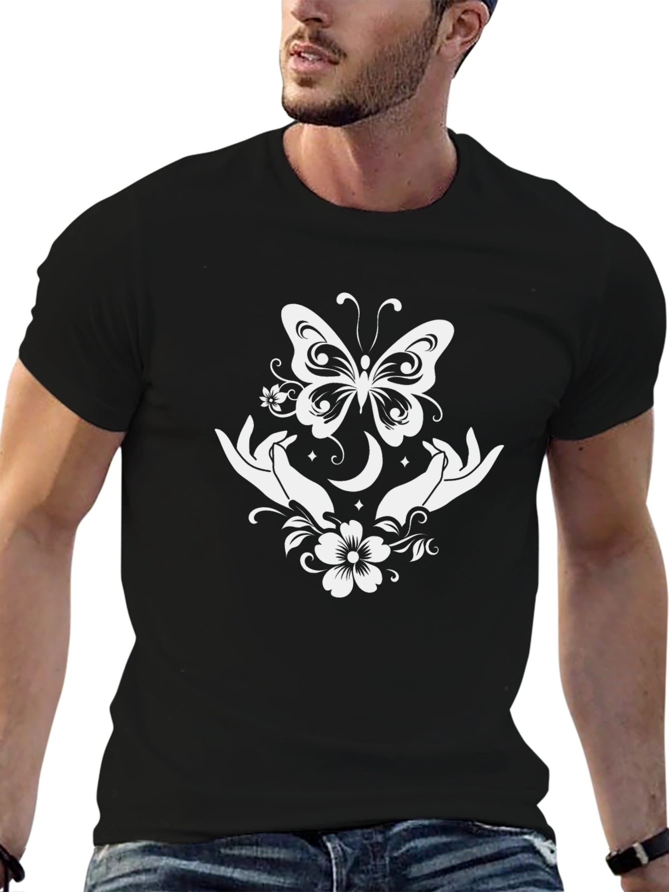Butterfly Moon Hands Graphic Tee