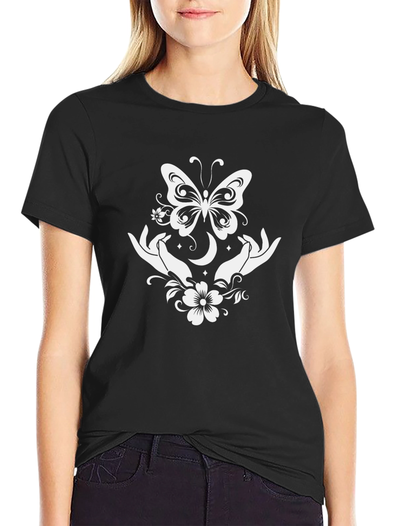 Butterfly Moon Hands Graphic Tee