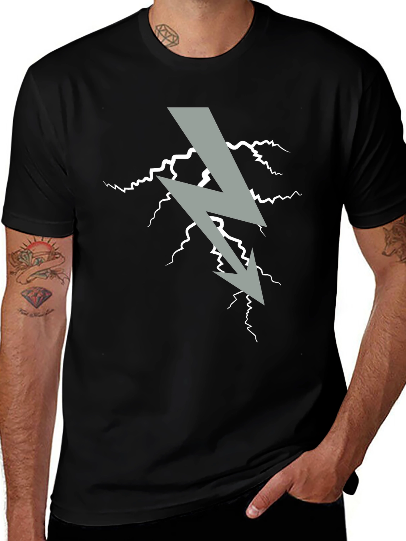 Electric Bolt Graphic T-Shirt - Black