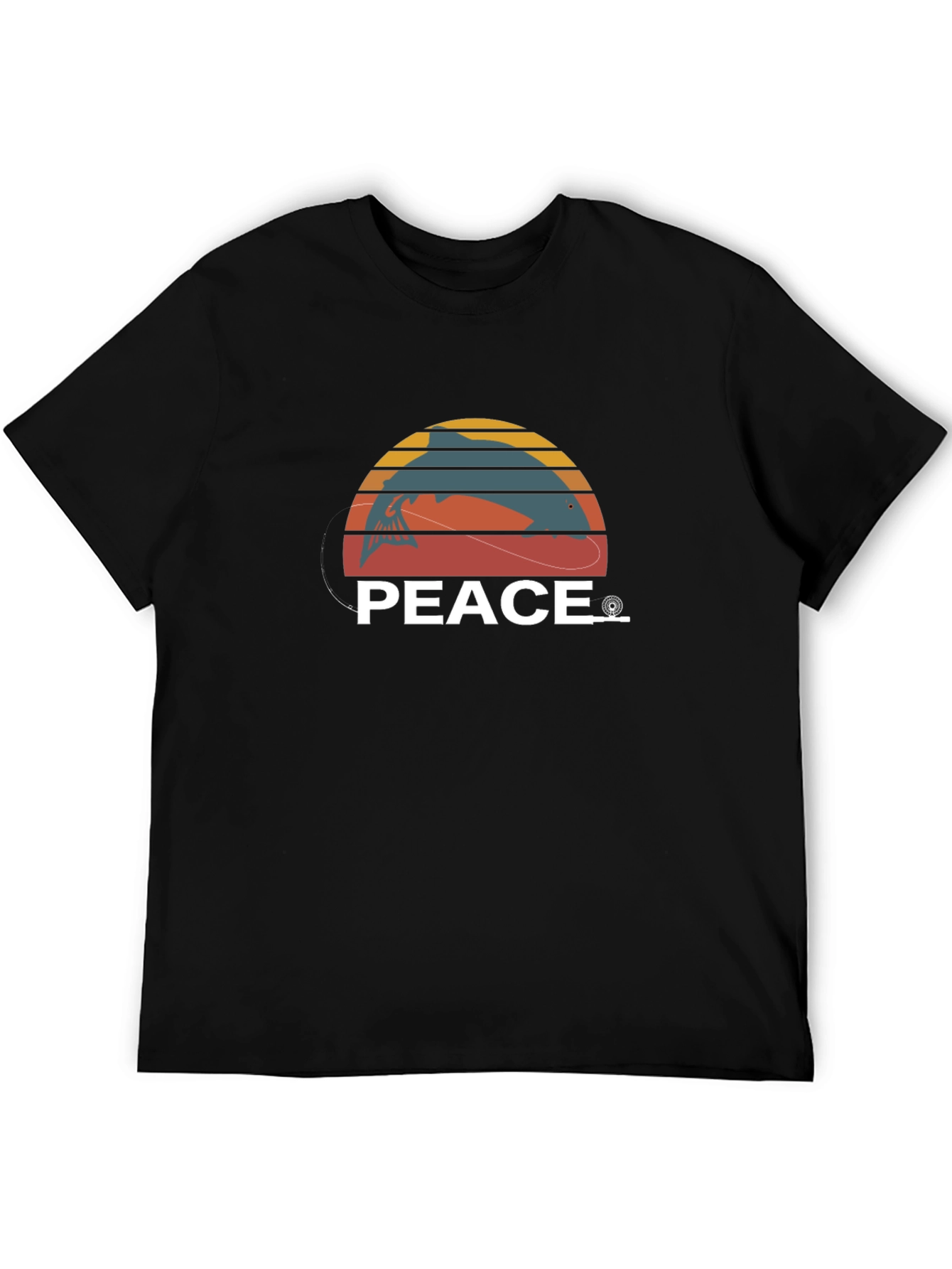 Peace Fishing Graphic Tee - Black