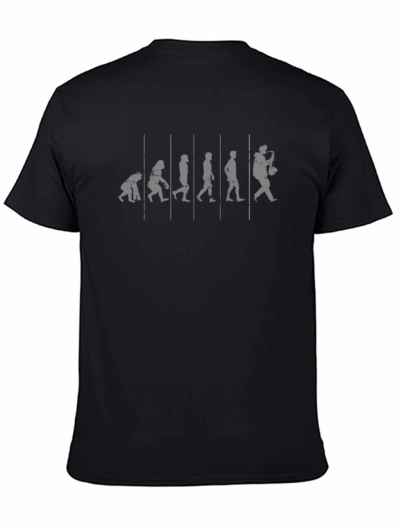 Evolution of Saxophone Player Black Graphic T-Shirt