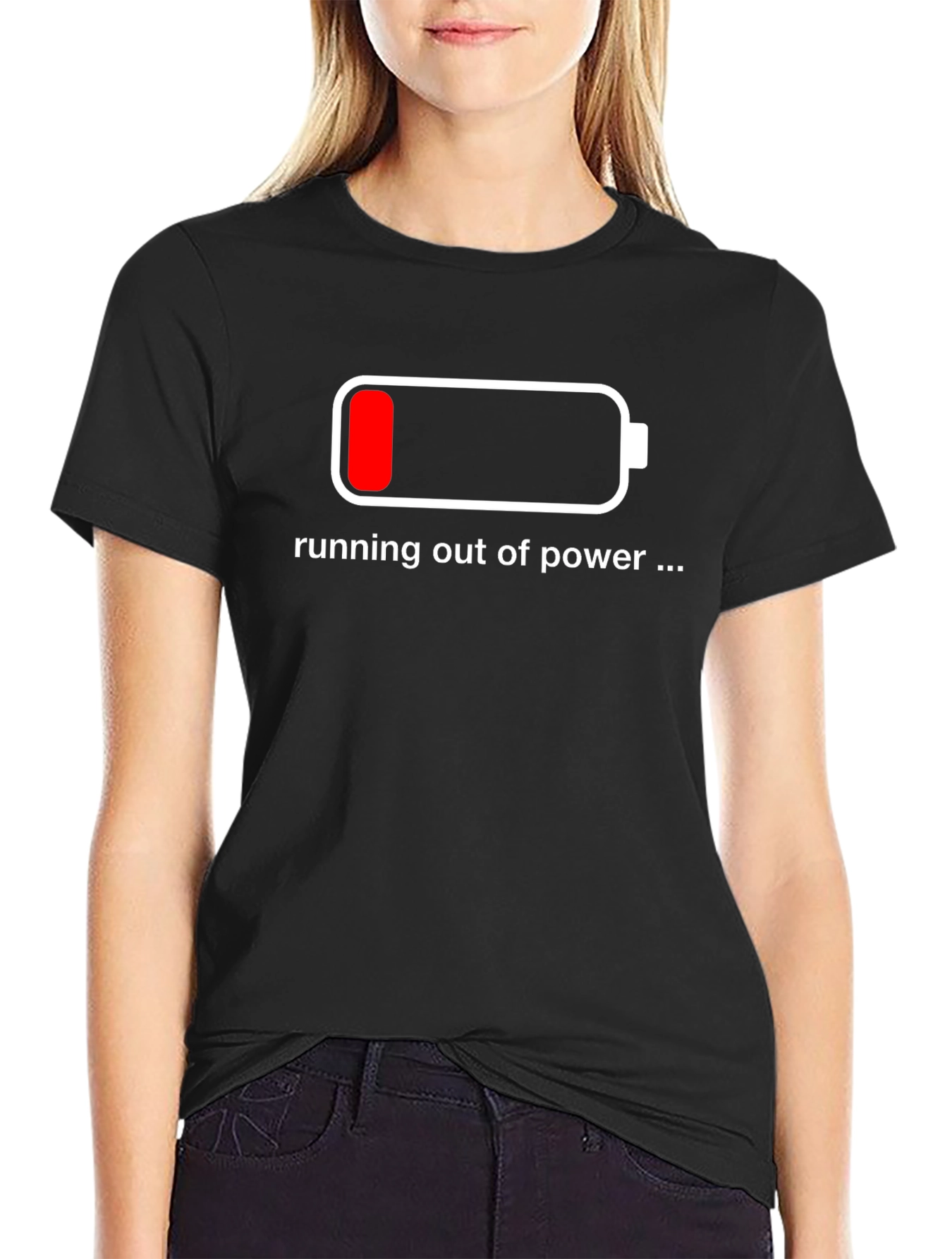 Running Out of Power T-Shirt - Low Battery Design