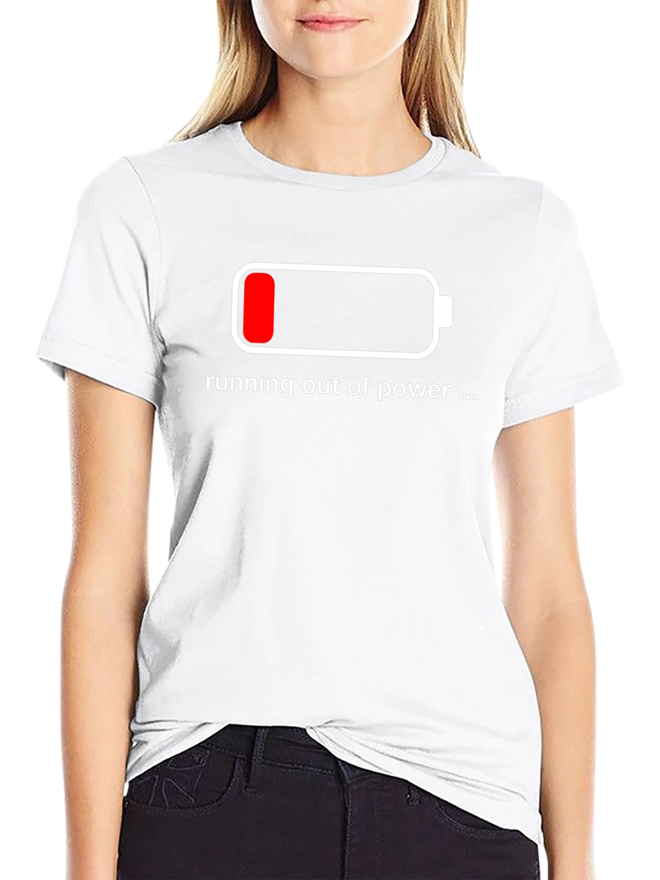 Running Out of Power T-Shirt - Low Battery Design