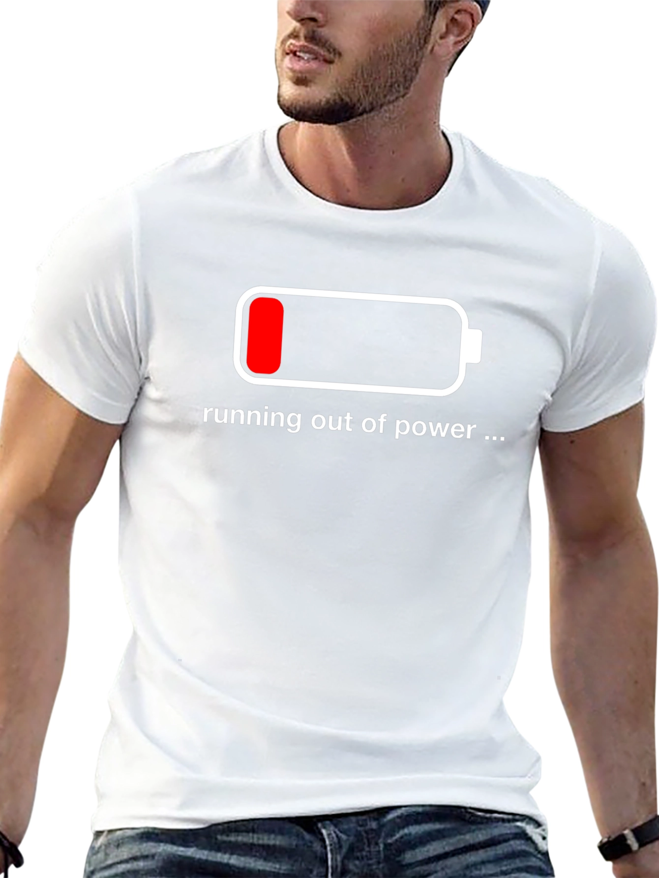 Running Out of Power T-Shirt - Low Battery Design