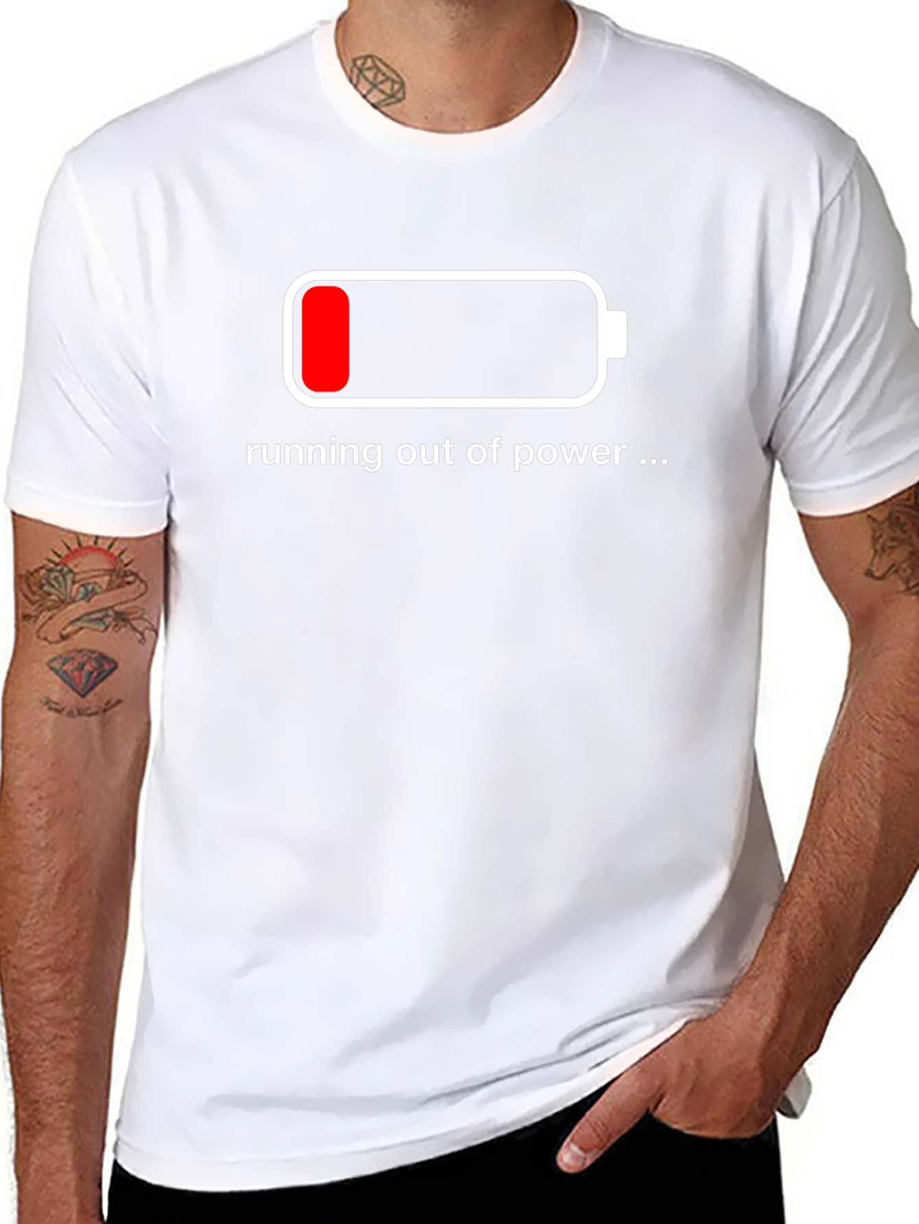 Running Out of Power T-Shirt - Low Battery Design