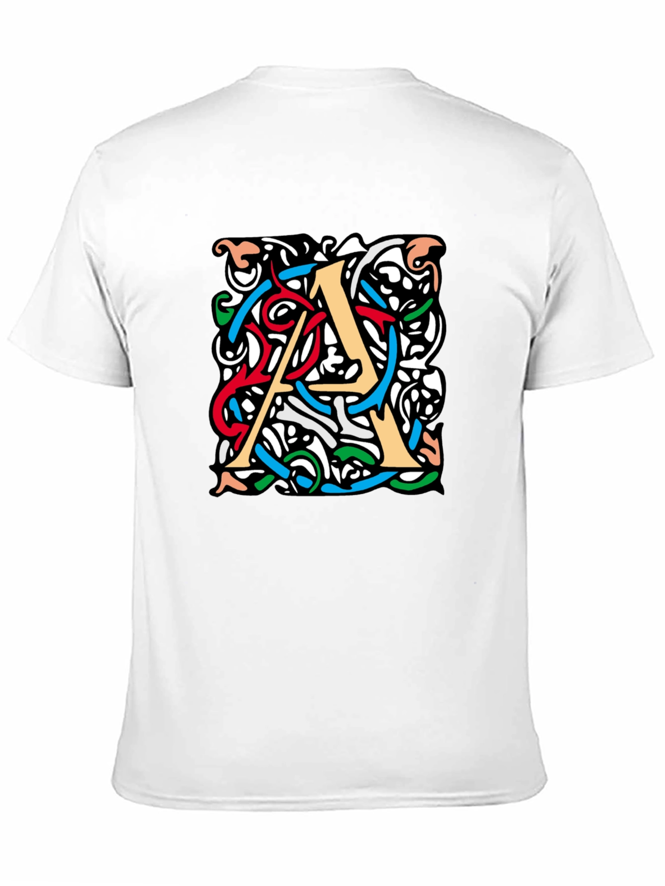 Letter A Graphic Print Mens Black T-Shirt