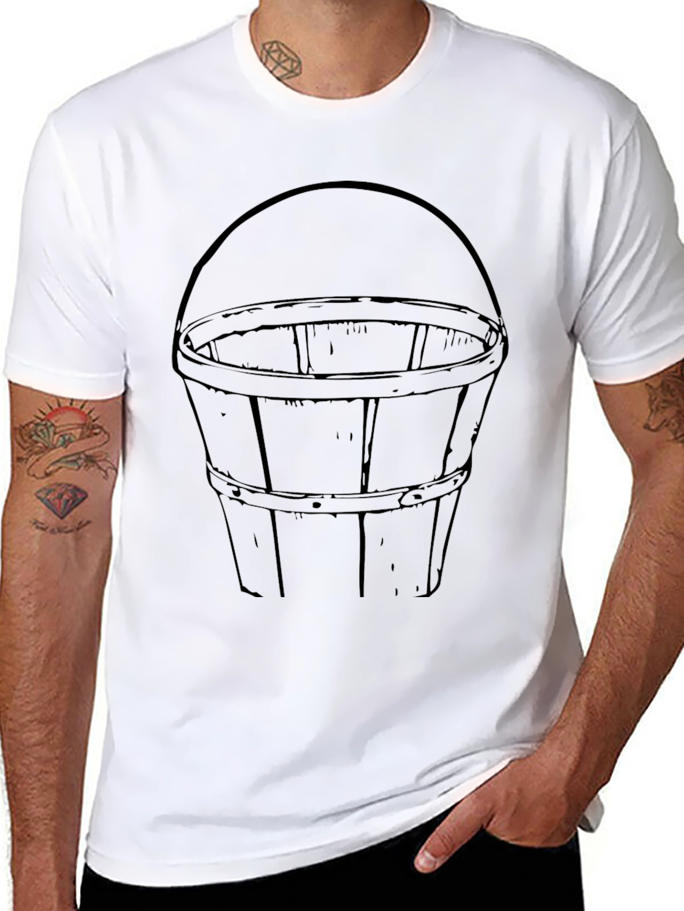 Bucket Graphic Tee - Classic Design Black Cotton T-Shirt