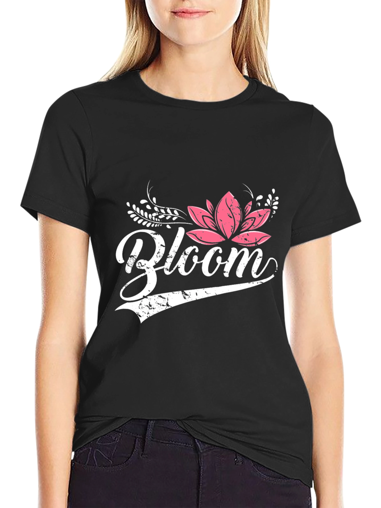 Bloom Graphic Tee - Black Cotton Shirt
