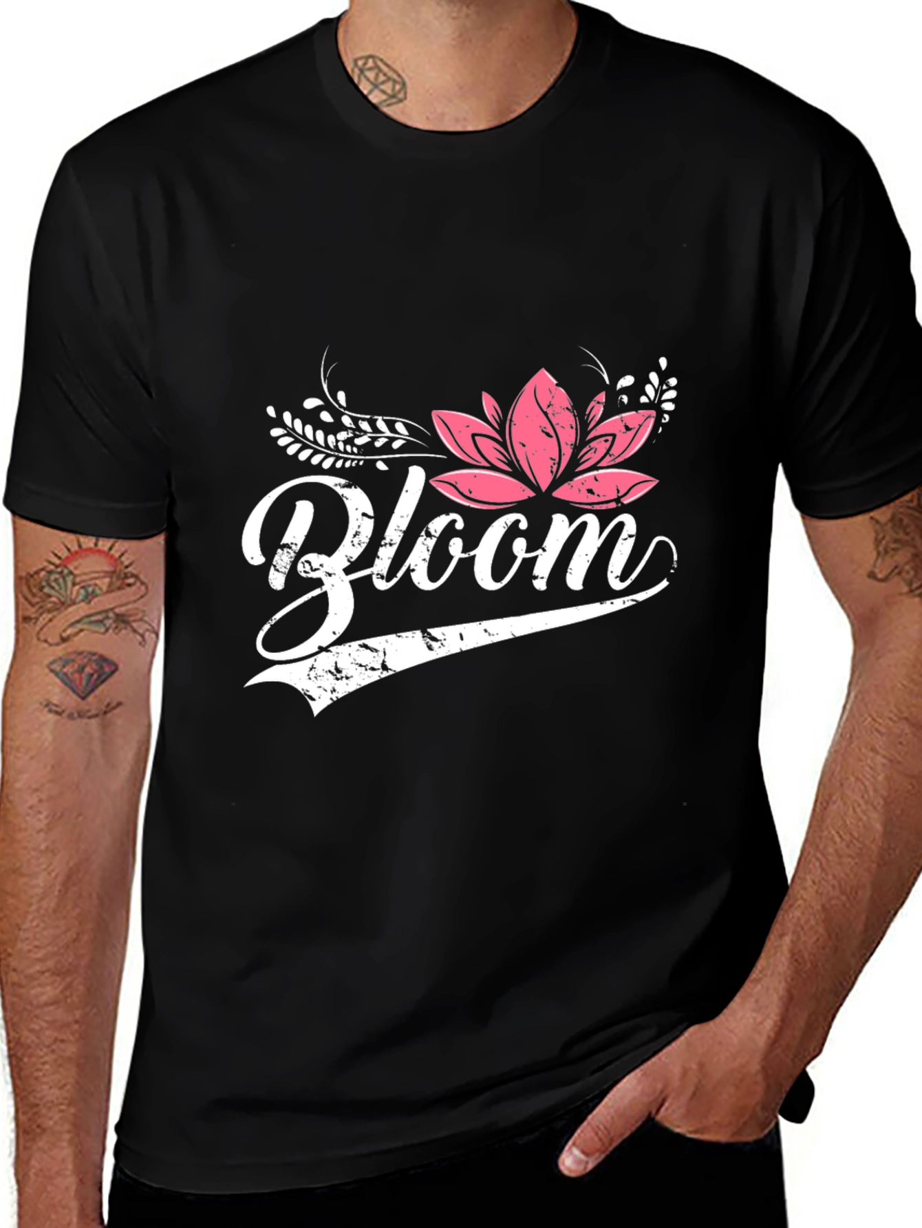 Bloom Graphic Tee - Black Cotton Shirt