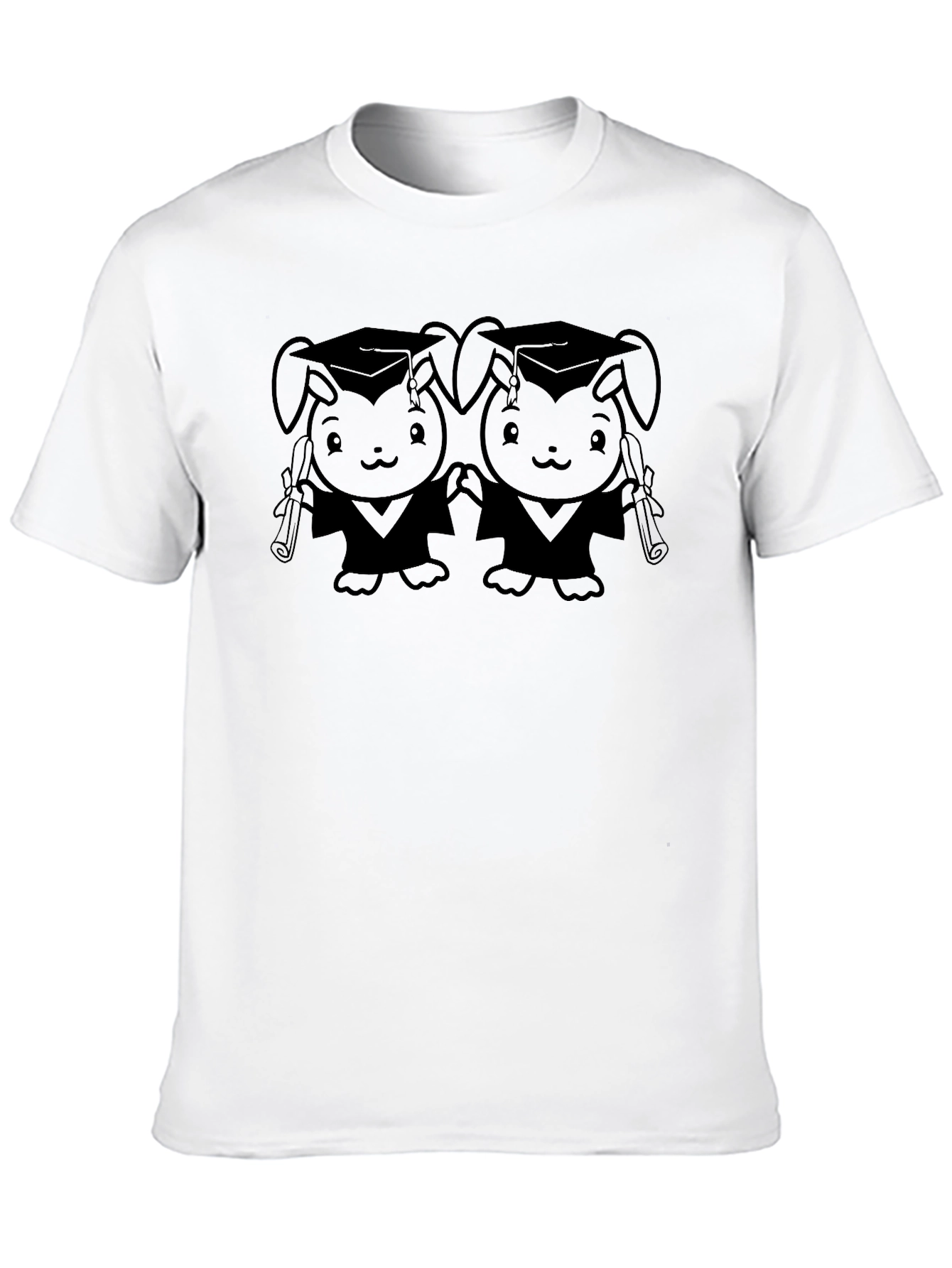 Graduation Bunny Graphic Tee - Black
