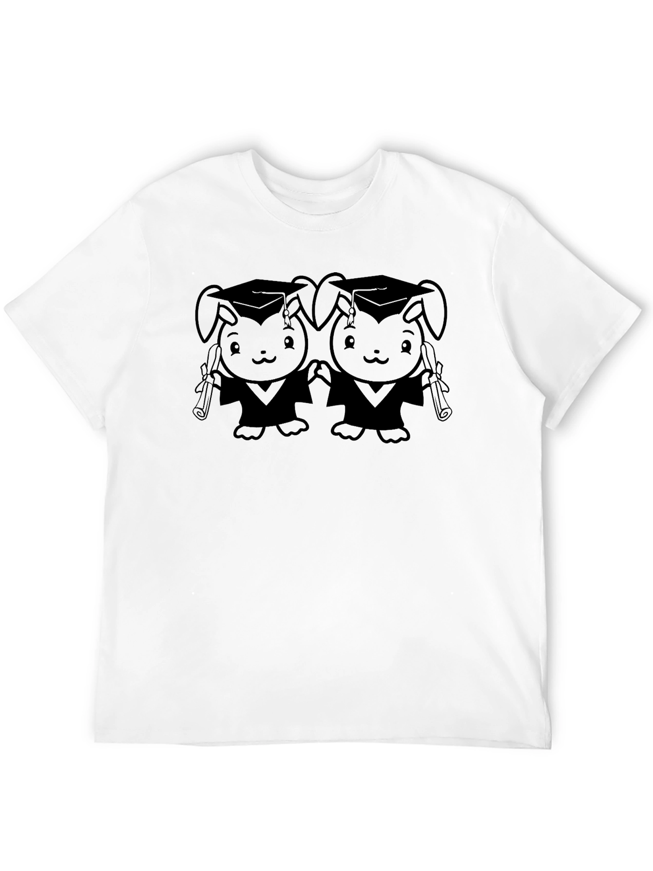 Graduation Bunny Graphic Tee - Black