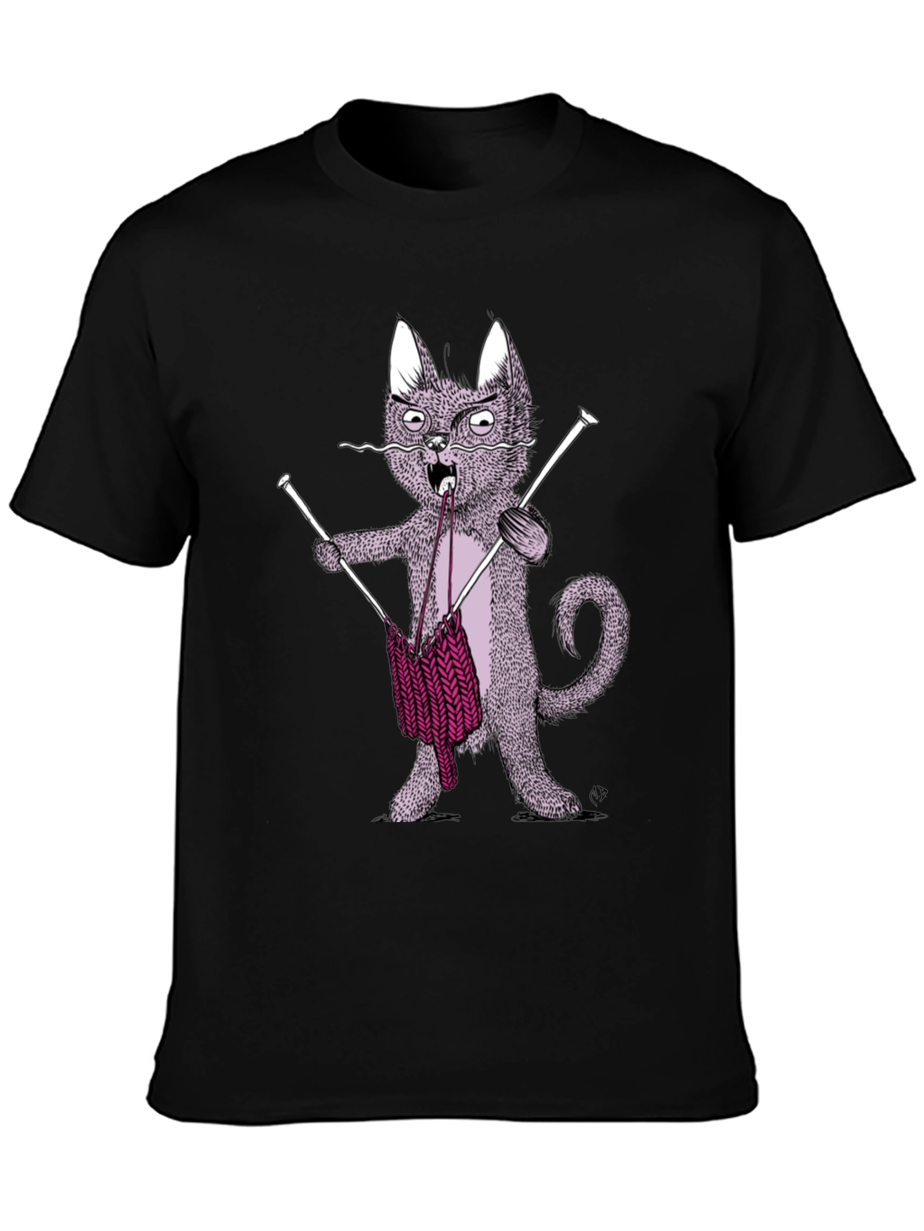 Knitting Cat Graphic Tee - Quirky Unisex T-Shirt