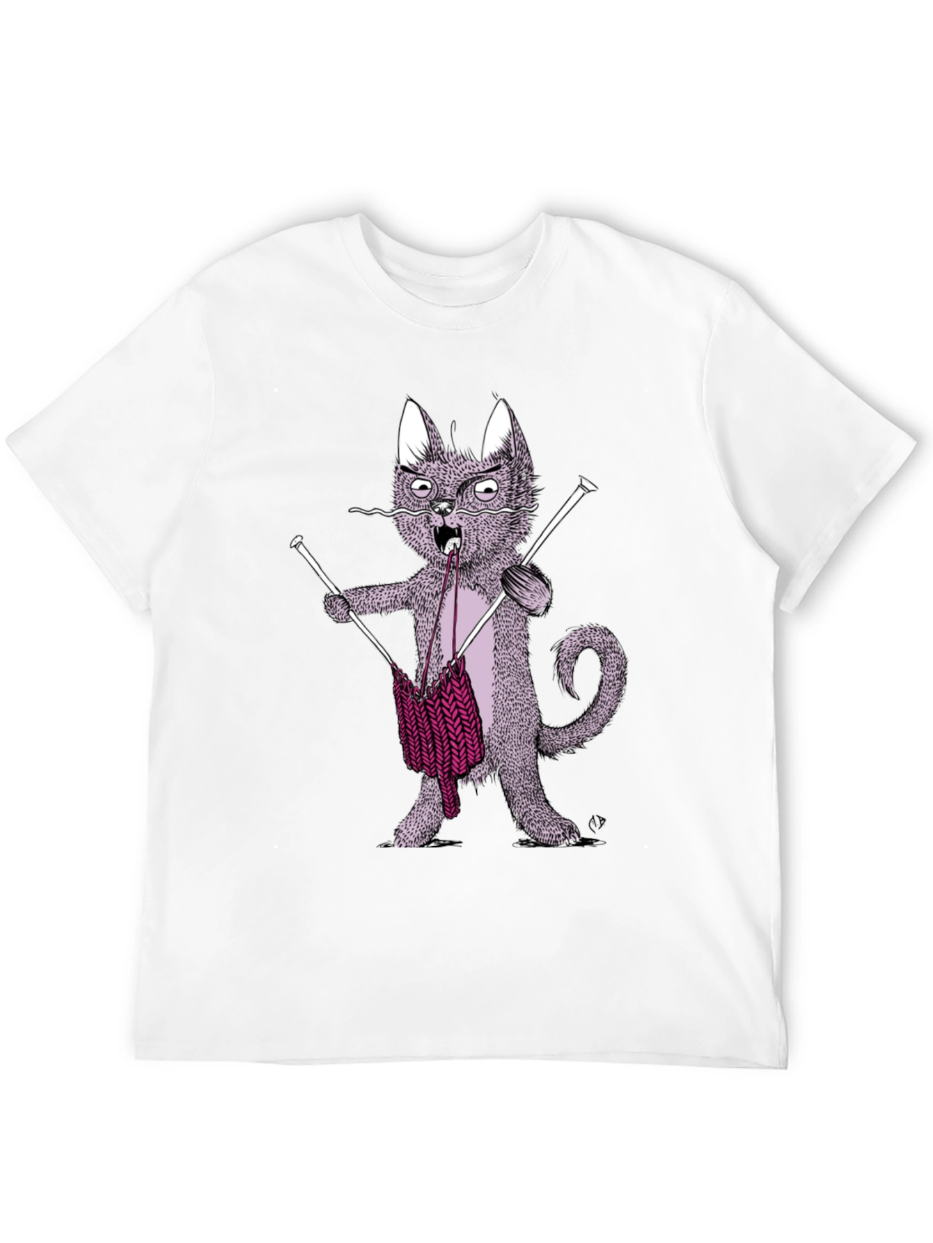 Knitting Cat Graphic Tee - Quirky Unisex T-Shirt
