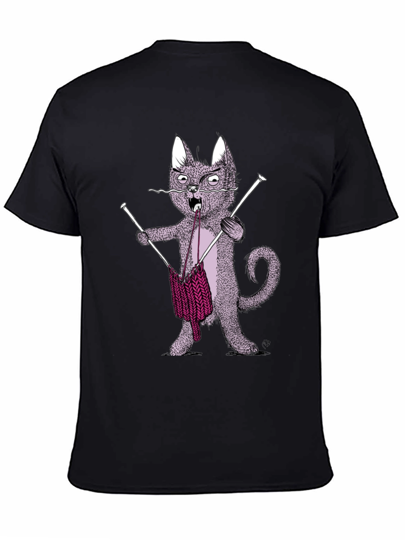 Knitting Cat Graphic Tee - Quirky Unisex T-Shirt