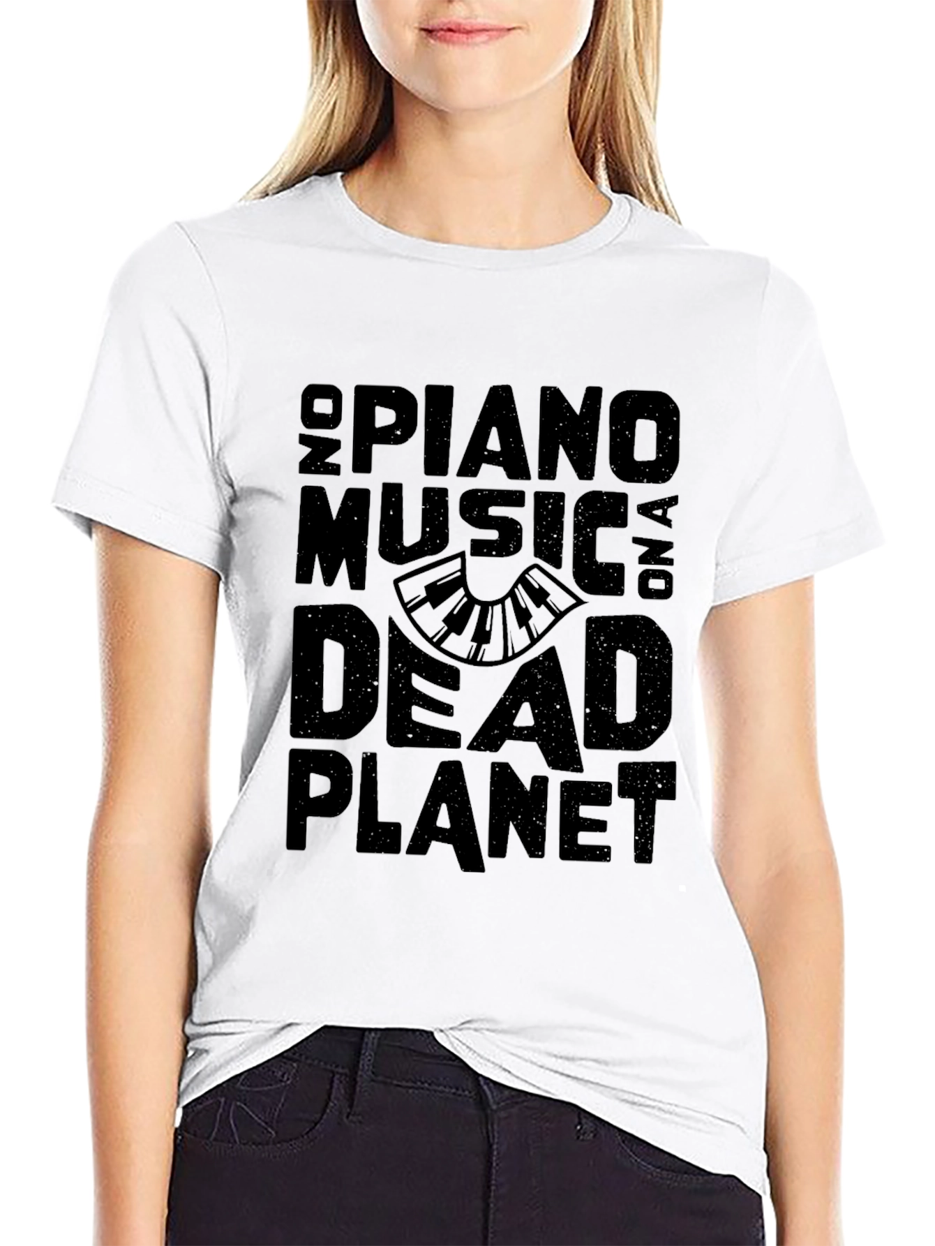 No Piano Music On A Dead Planet Black T-Shirt