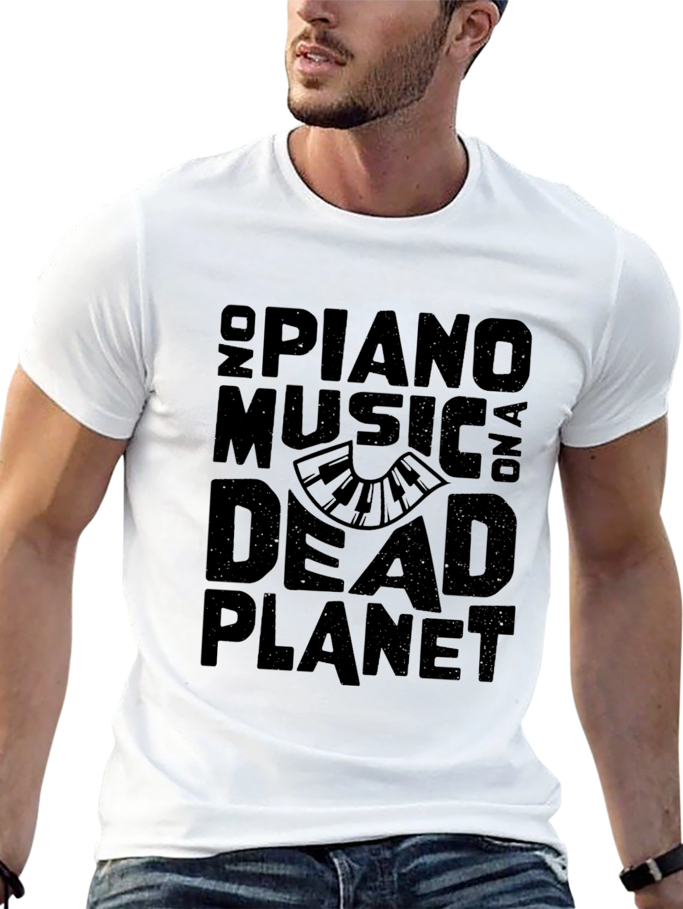 No Piano Music On A Dead Planet Black T-Shirt