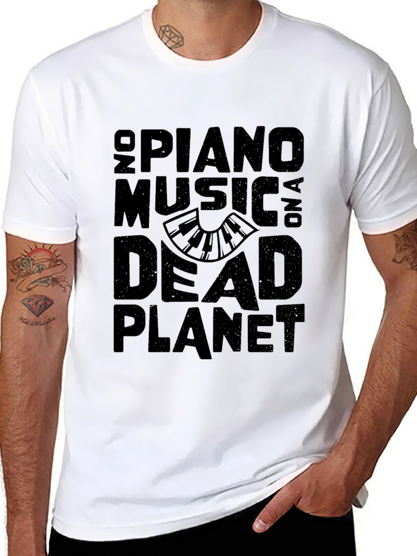 No Piano Music On A Dead Planet Black T-Shirt
