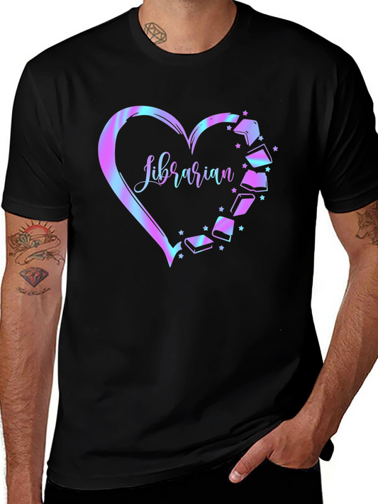 Librarian Heart Books Graphic T-Shirt