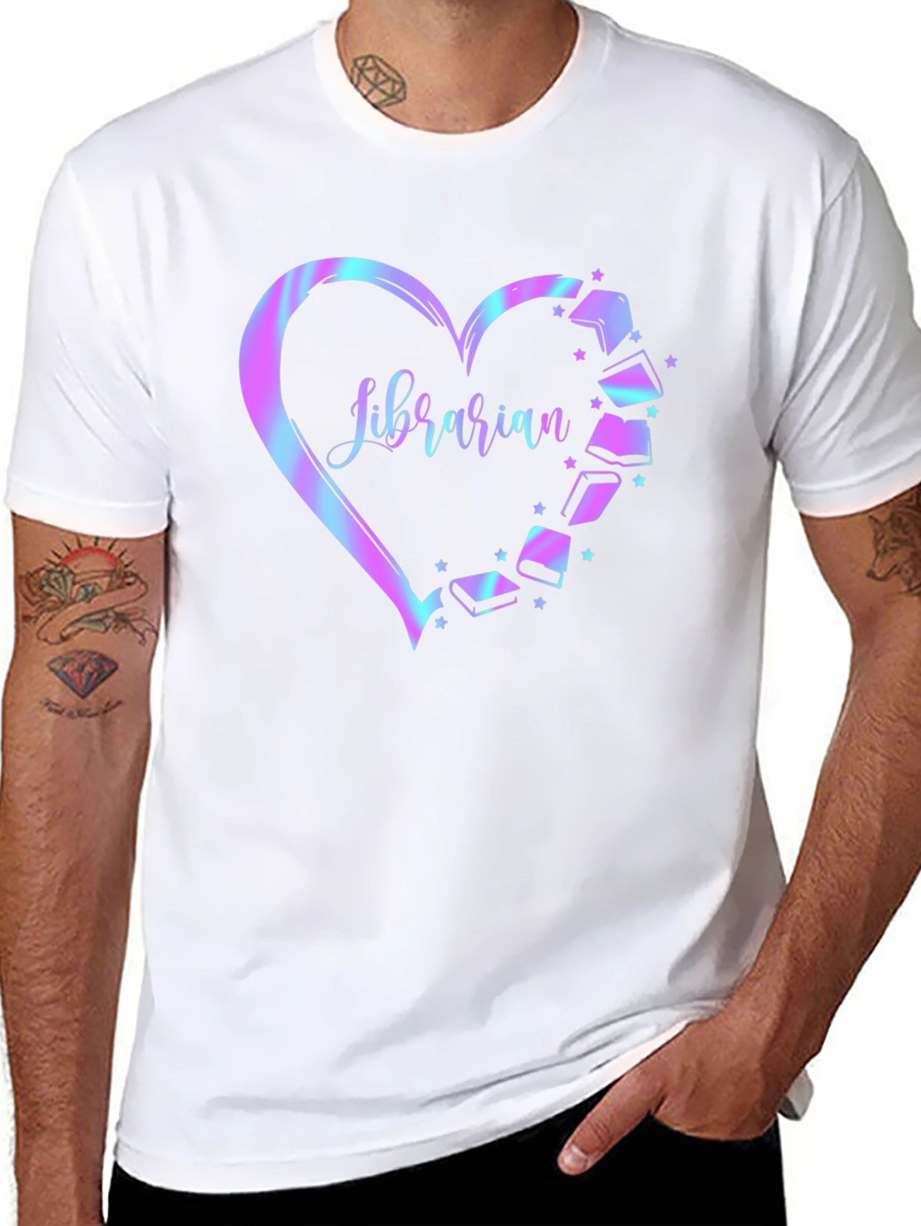 Librarian Heart Books Graphic T-Shirt
