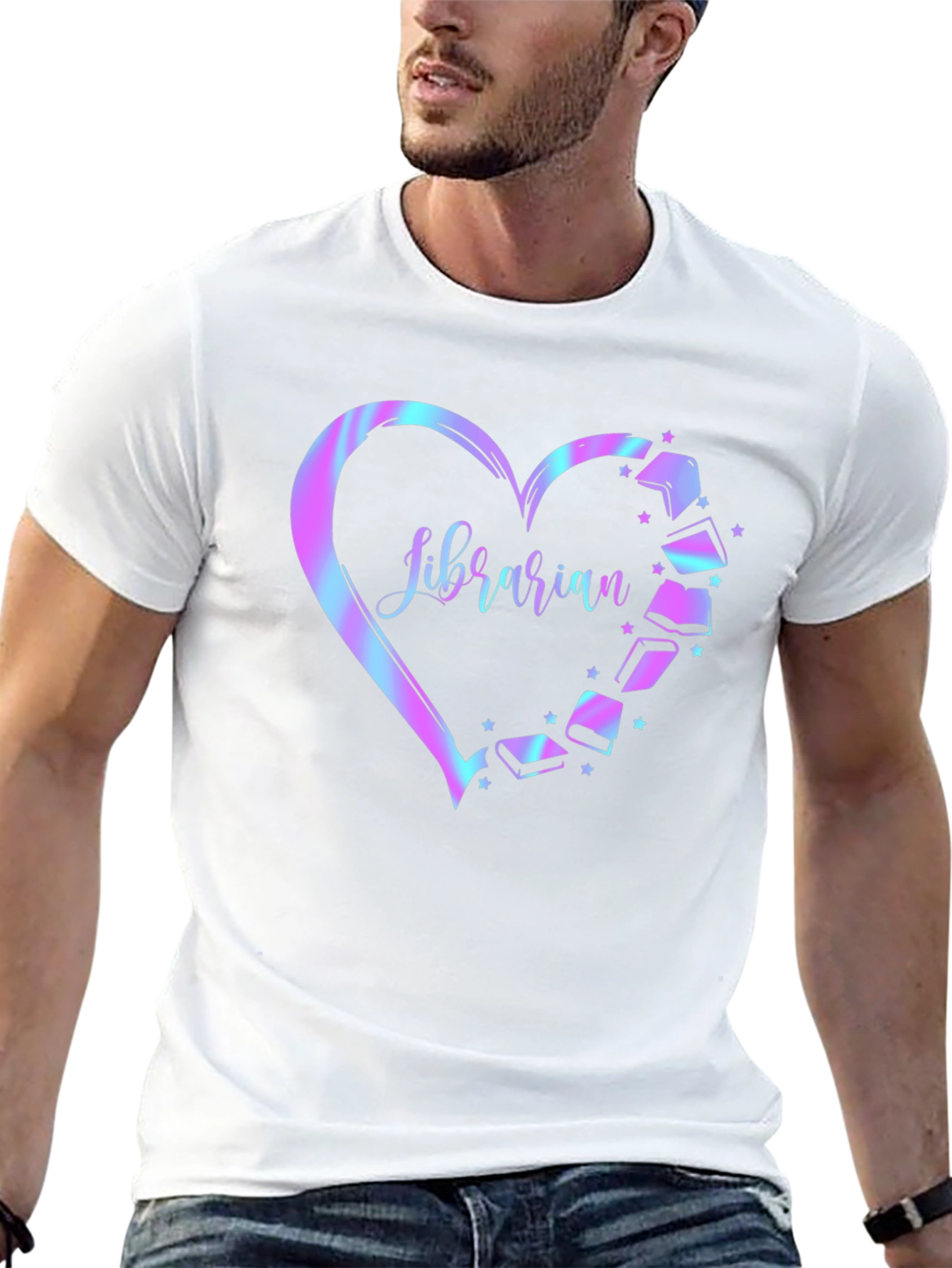Librarian Heart Books Graphic T-Shirt