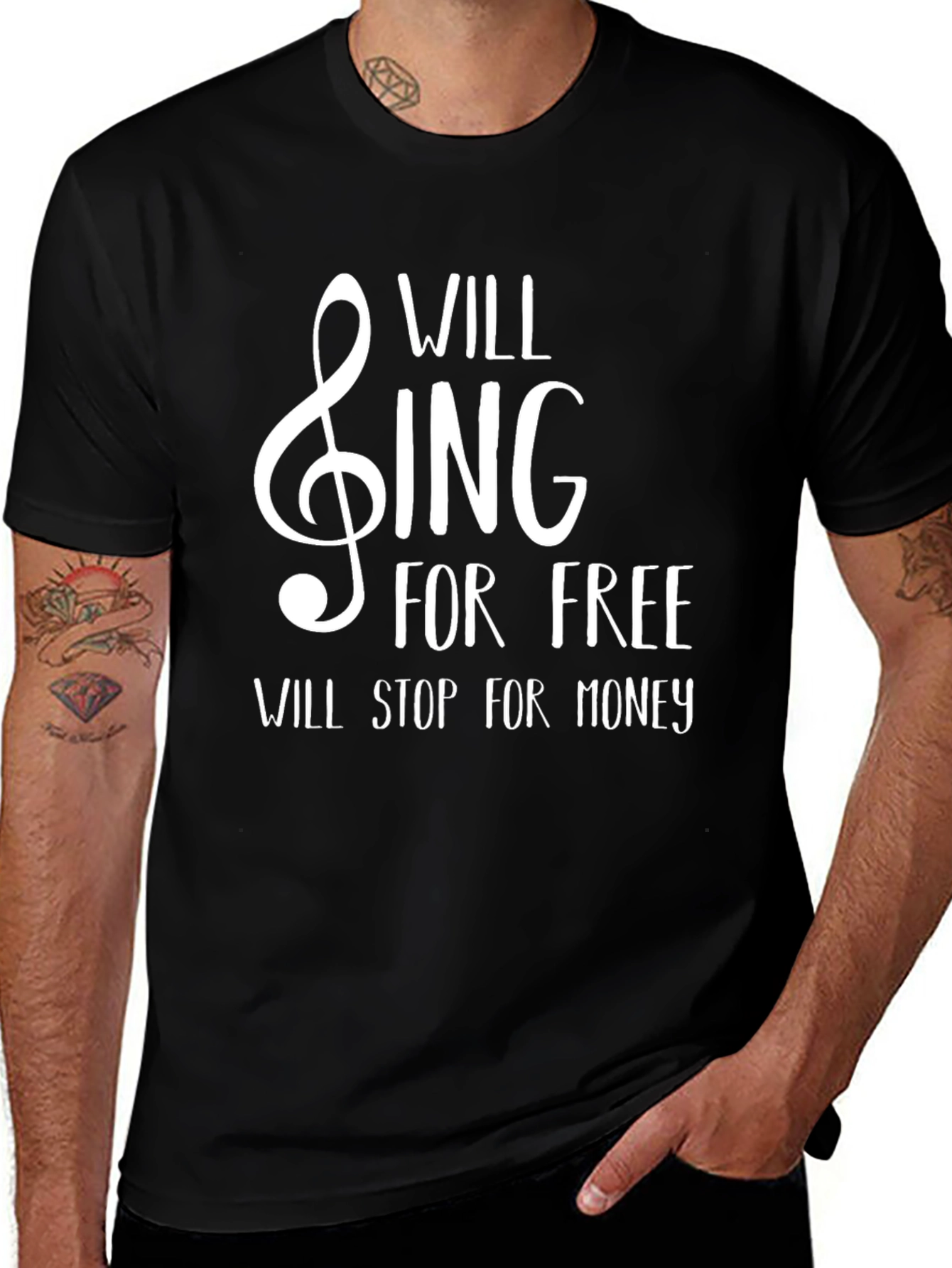Will Sing For Free Black T-Shirt