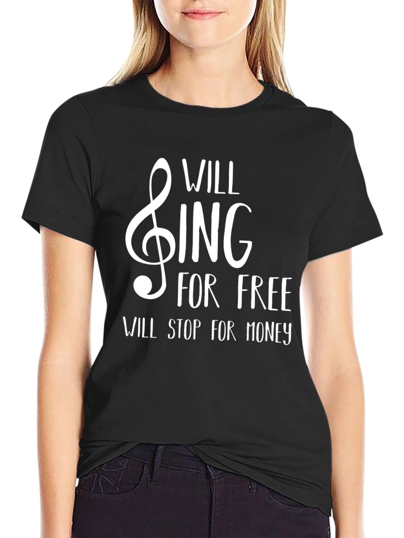 Will Sing For Free Black T-Shirt